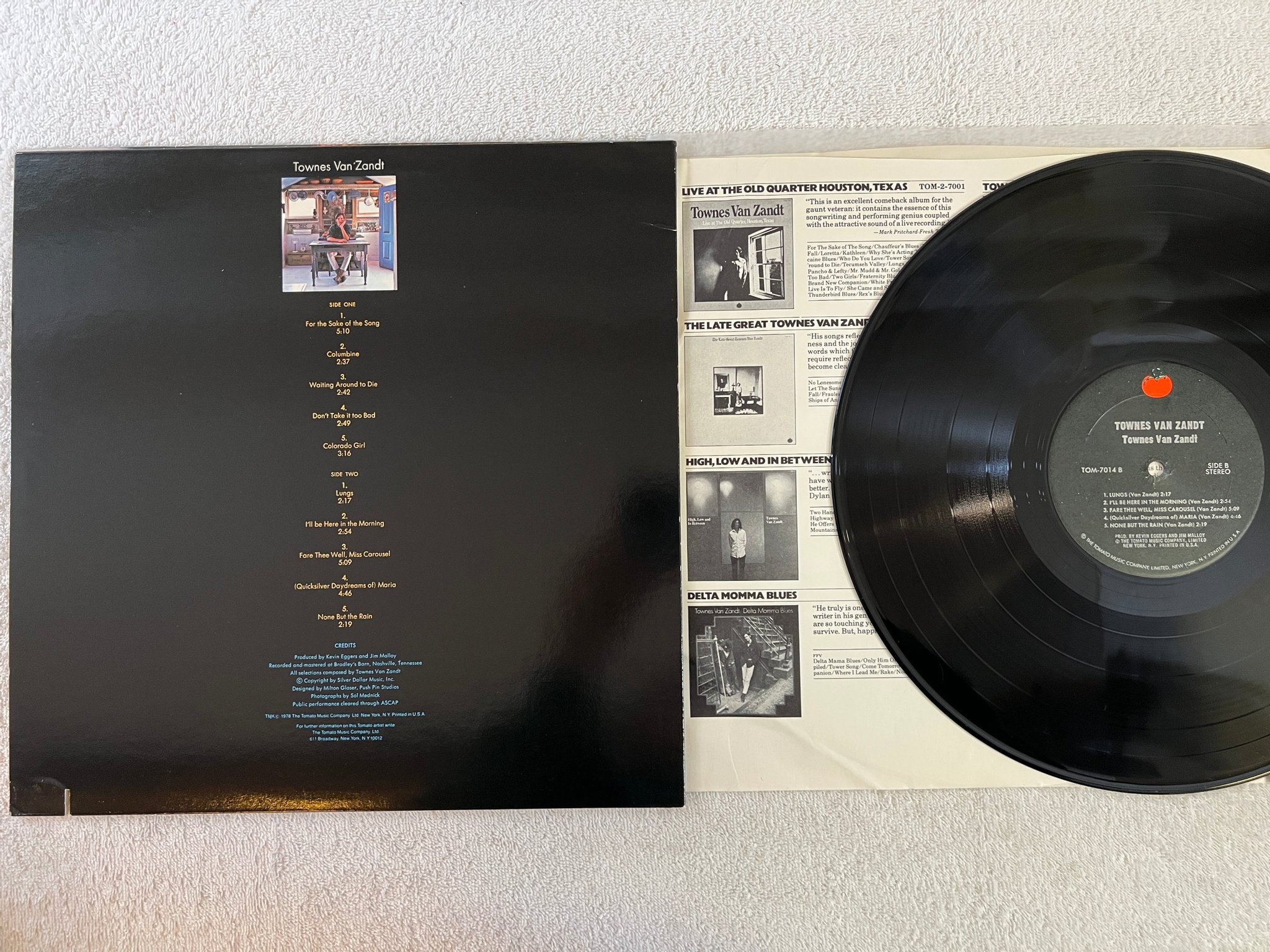 Omslagsbild för skivan TOWNES VAN ZANDT s/t LP -69/78 US TOMTO TOM-7014 country rock ** CLASSIC **