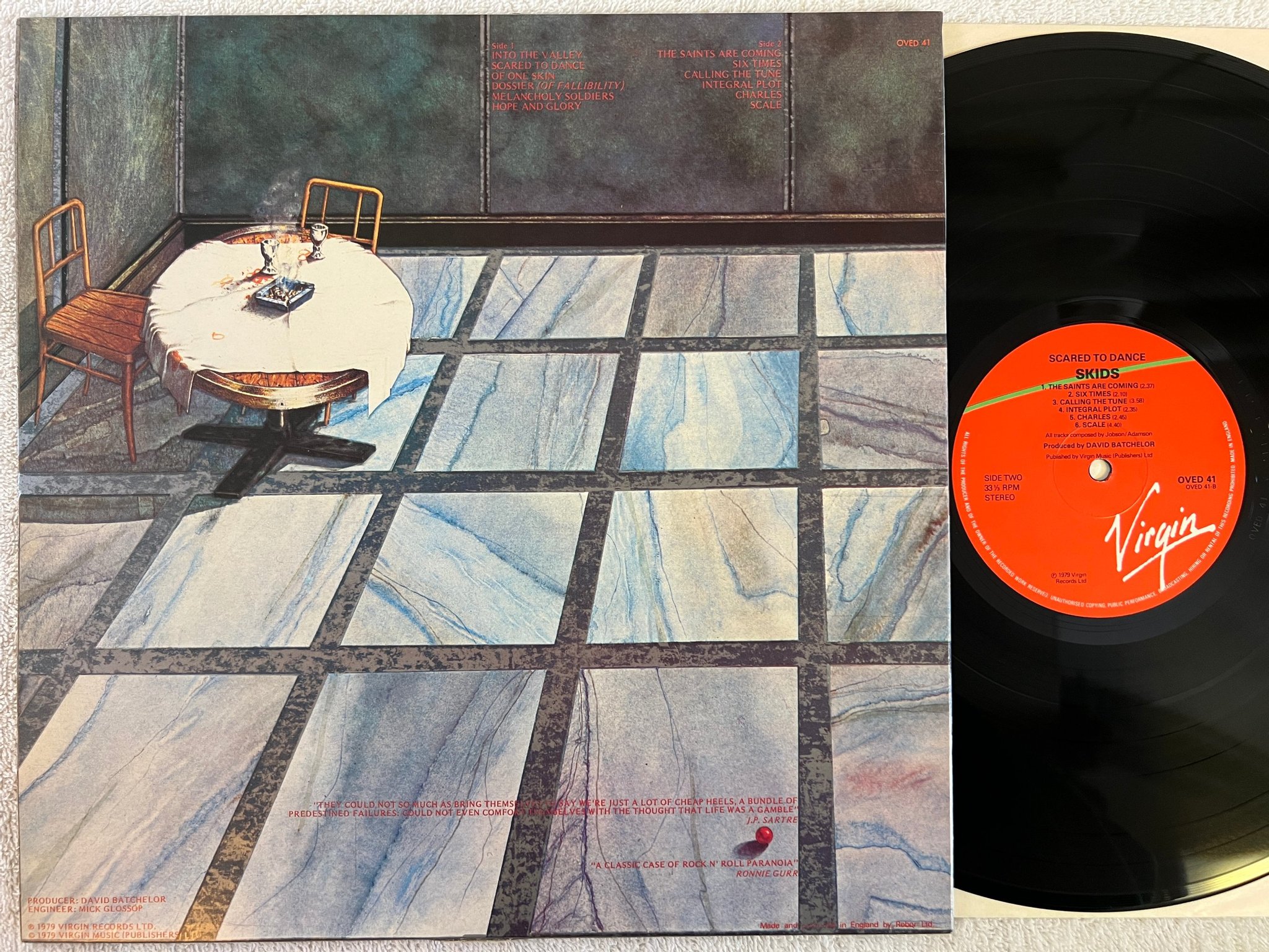 Omslagsbild för skivan SKIDS scared to dance LP -79 UK VIRGIN OVED 41