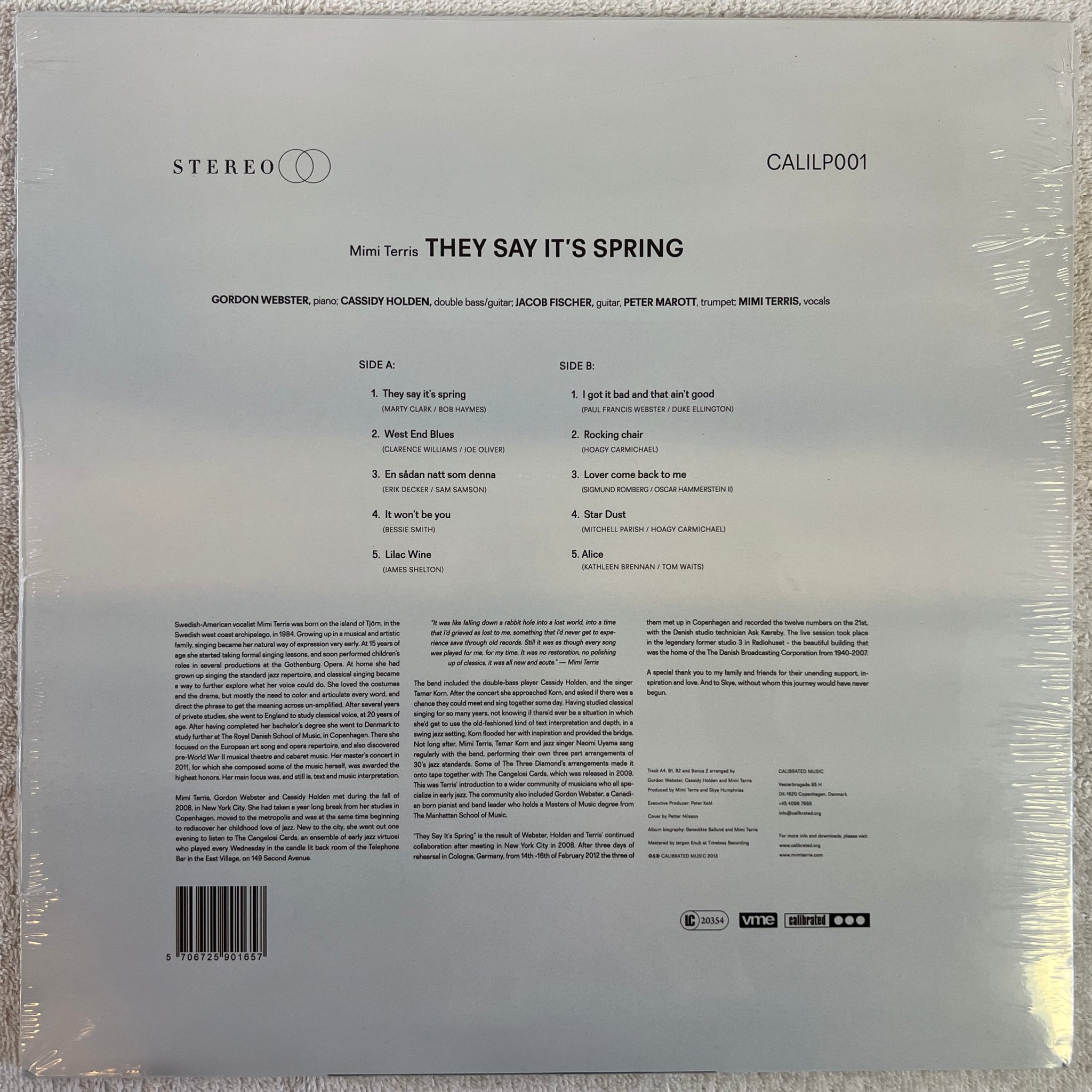Omslagsbild för skivan MIMI TERRIS They Say It's Spring LP 2013 calibrated calilp001 SEALED vocal jazz