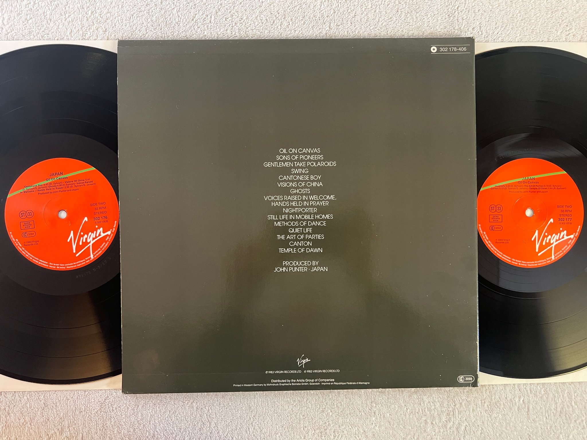 Omslagsbild för skivan JAPAN oil on canvas 2xLP -83 Hol VIRGIN 302177