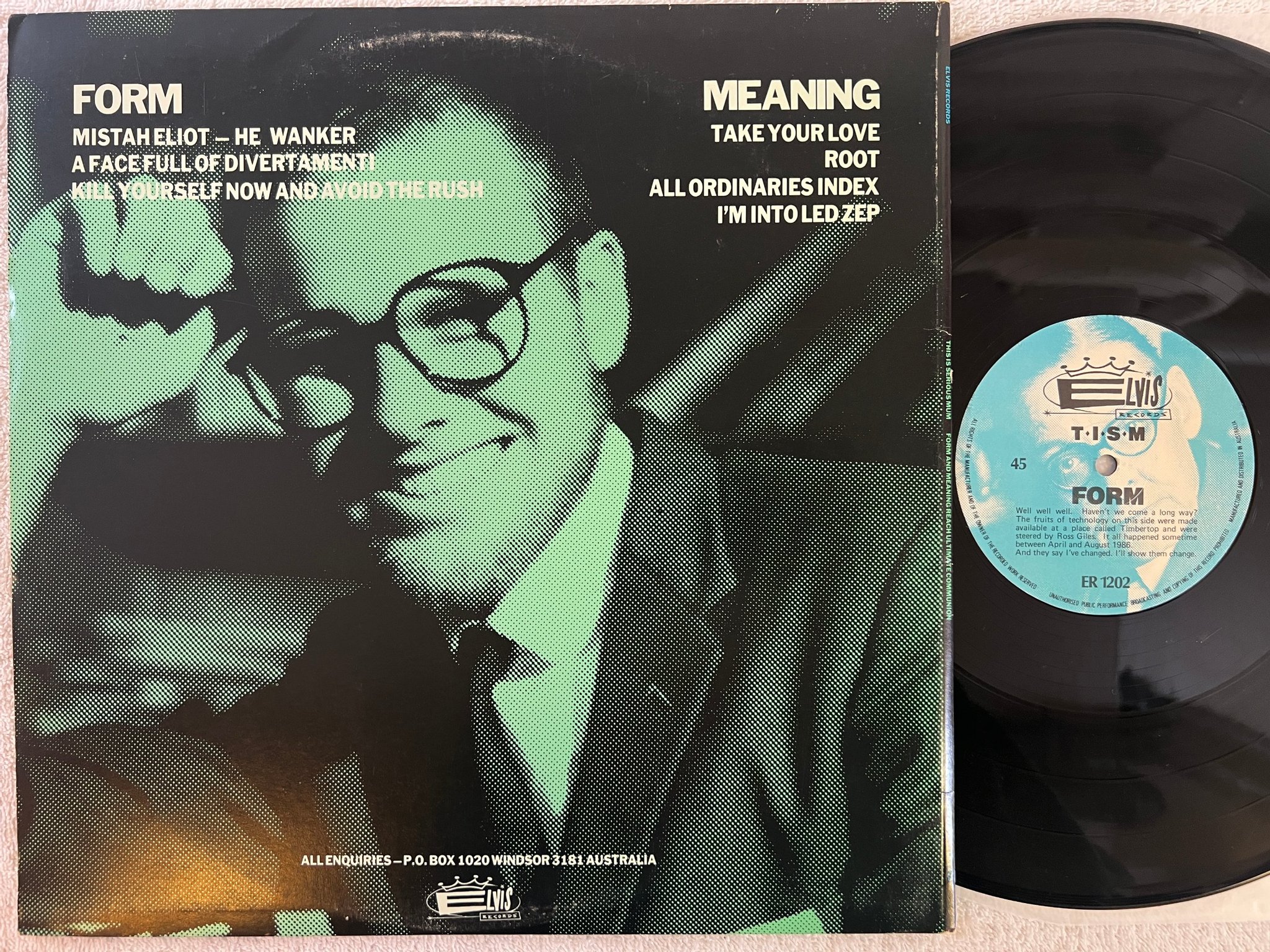 Omslagsbild för skivan THIS IS SERIOUS MUM FORM AND... 12"EP Australia  ER 1202 electronic RARE!!!