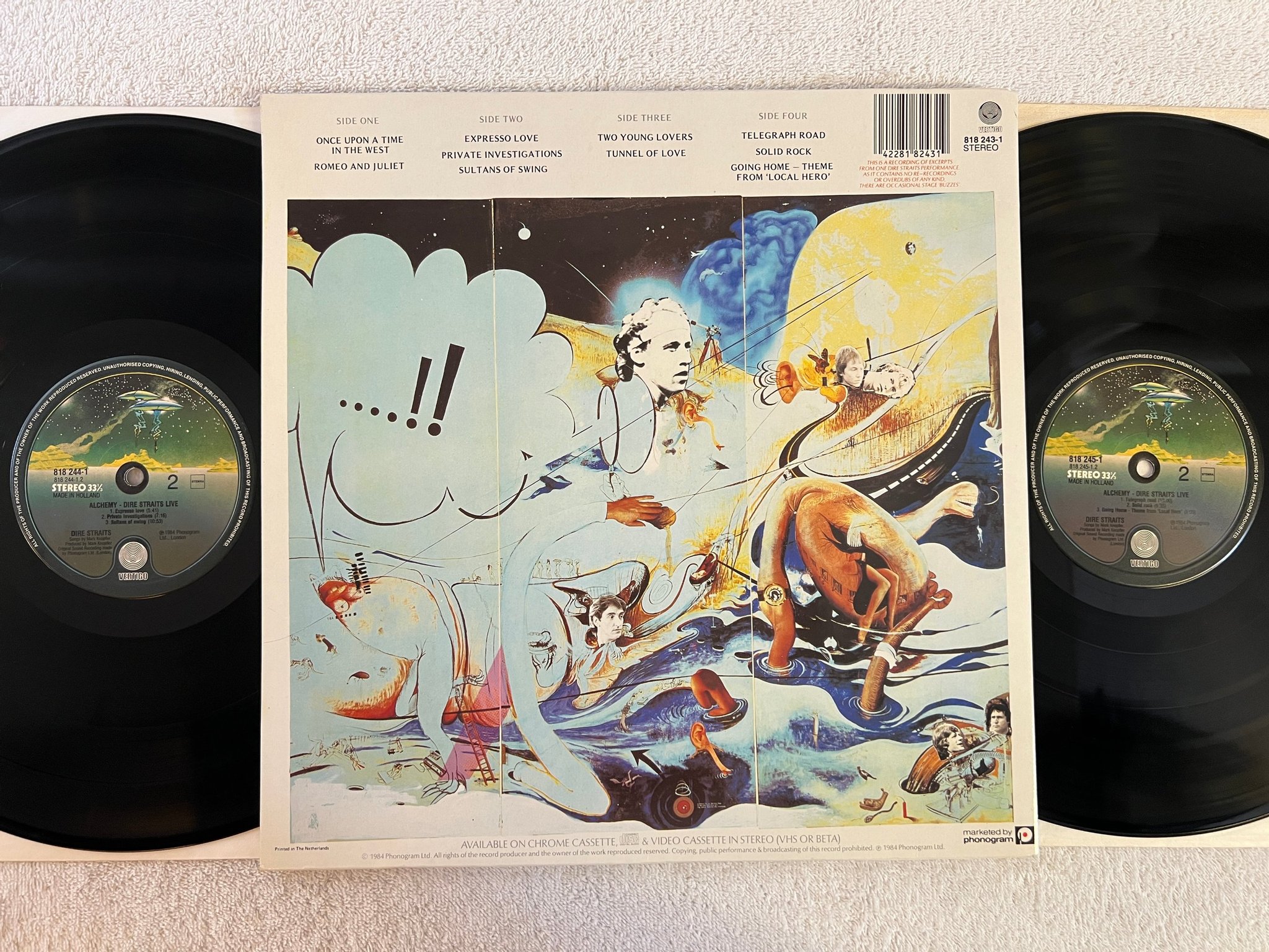 Omslagsbild för skivan DIRE STRAITS alchemy 2xLP -84 Hol VERTIGO 818244-1
