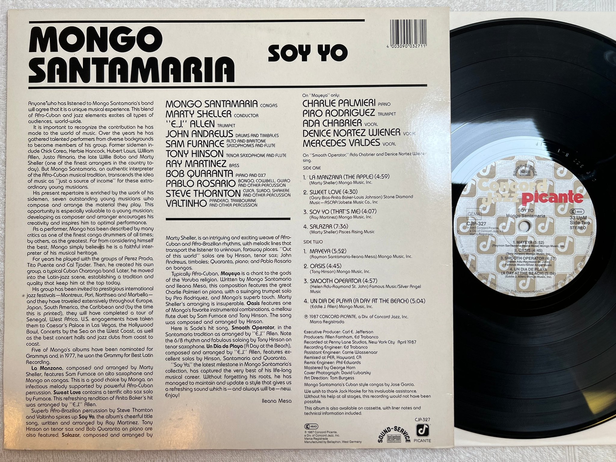 Omslagsbild för skivan MONGO SANTAMARIA Soy Yo LP -87 Ger CONCORD CJP 327 latin jazz