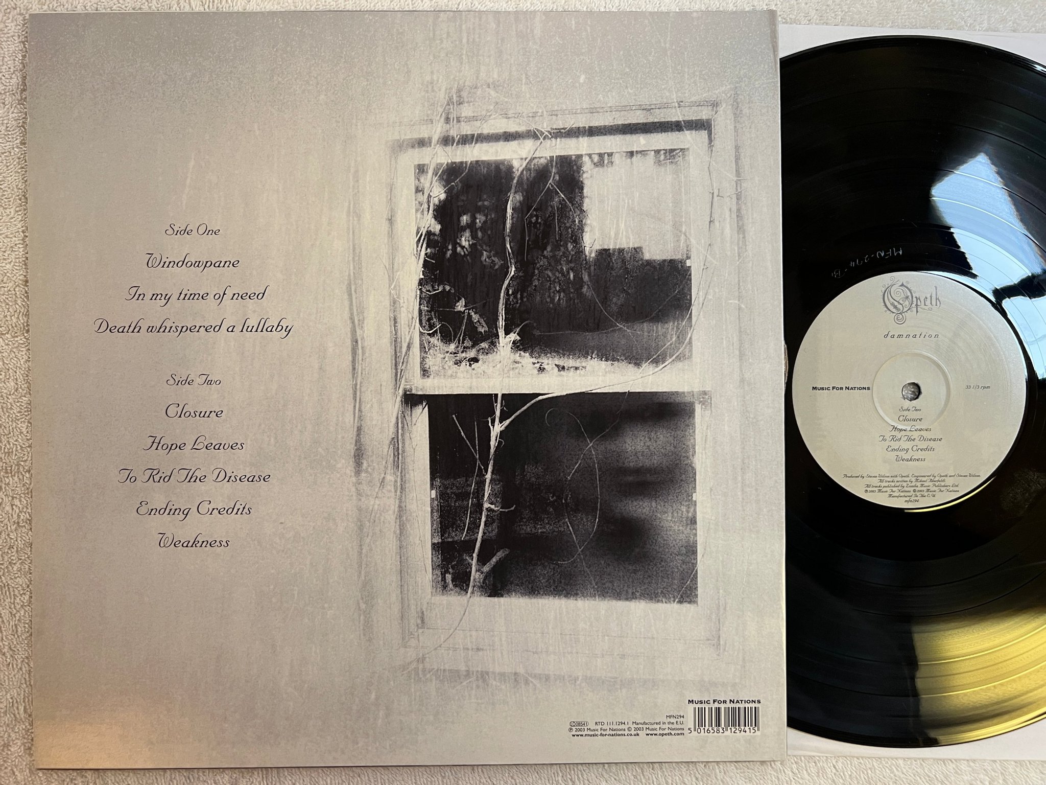 Omslagsbild för skivan OPETH damnation LP 2003 MUSIC FOR NATIONS MFN294 *** R A R E ***