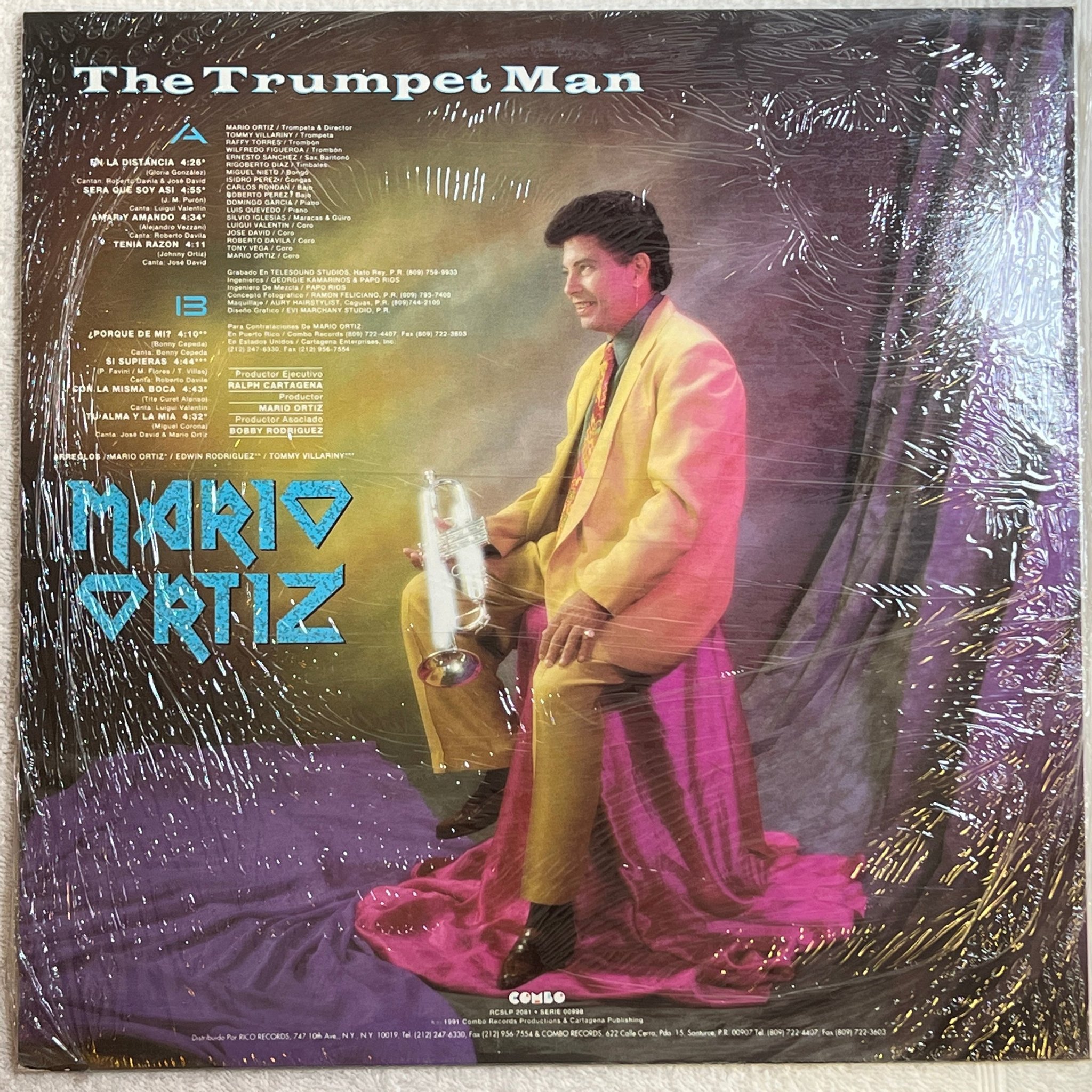 Omslagsbild för skivan Mario Ortiz Y Su Orquesta – The Trumpet Man LP -91 salsa US RCSLP 2081 sealed 