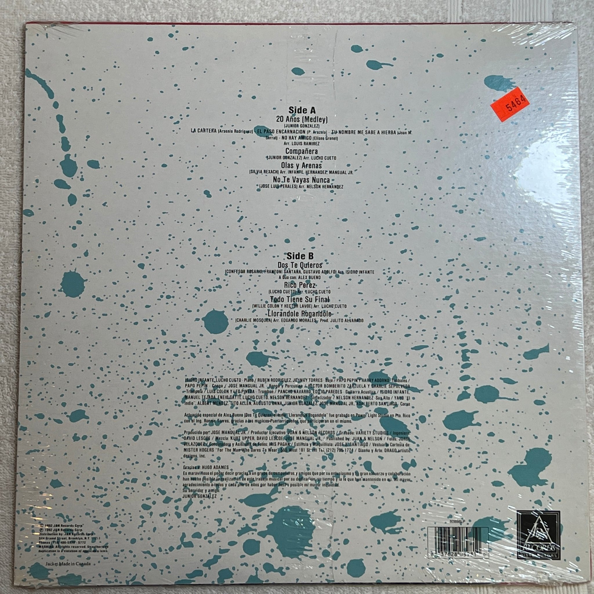 Omslagsbild för skivan JUNIOR GONZALEZ "En Su Tiempo... Siempre" LP -92 US J&N 80898LP sealed salsa 