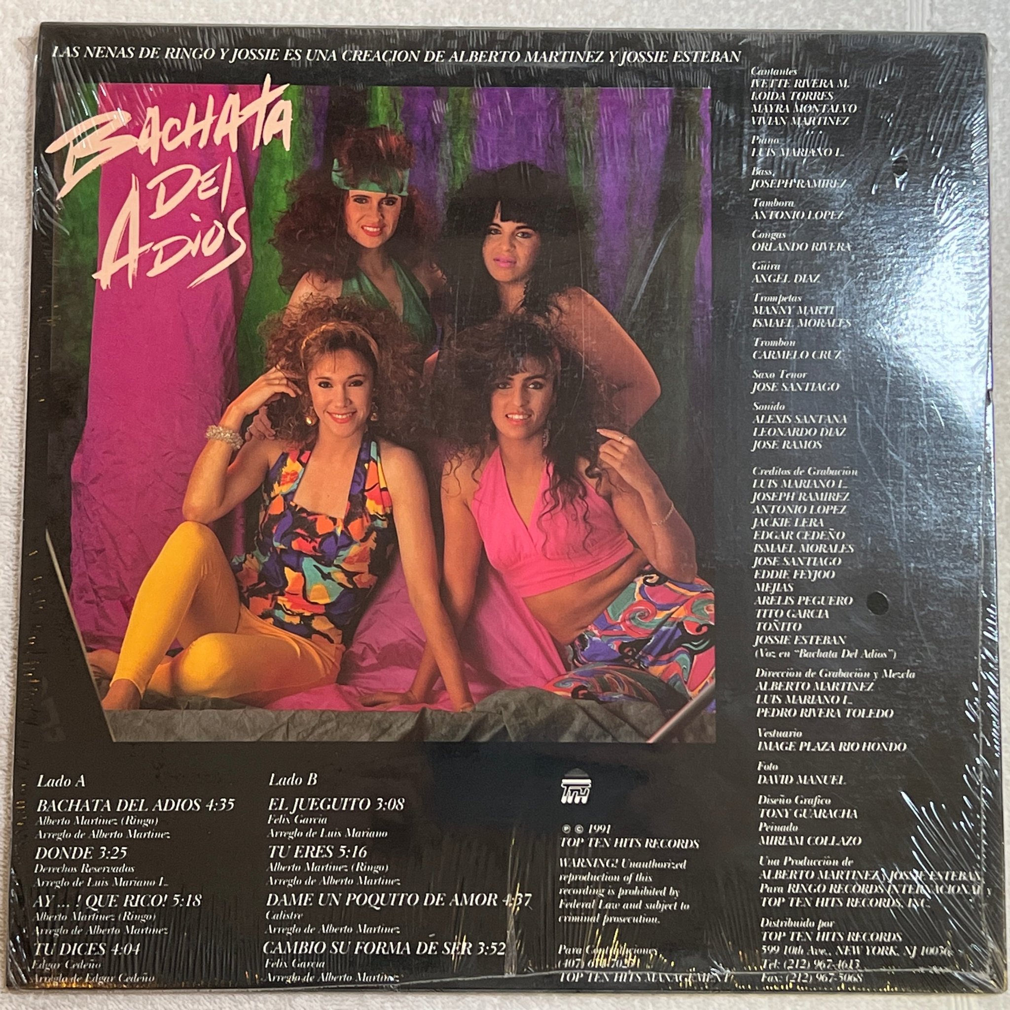 Omslagsbild för skivan LAS NENAS DE RINGO Y JOSSIE bachata del adios LP -91 US TOP TEN HITS bachata 