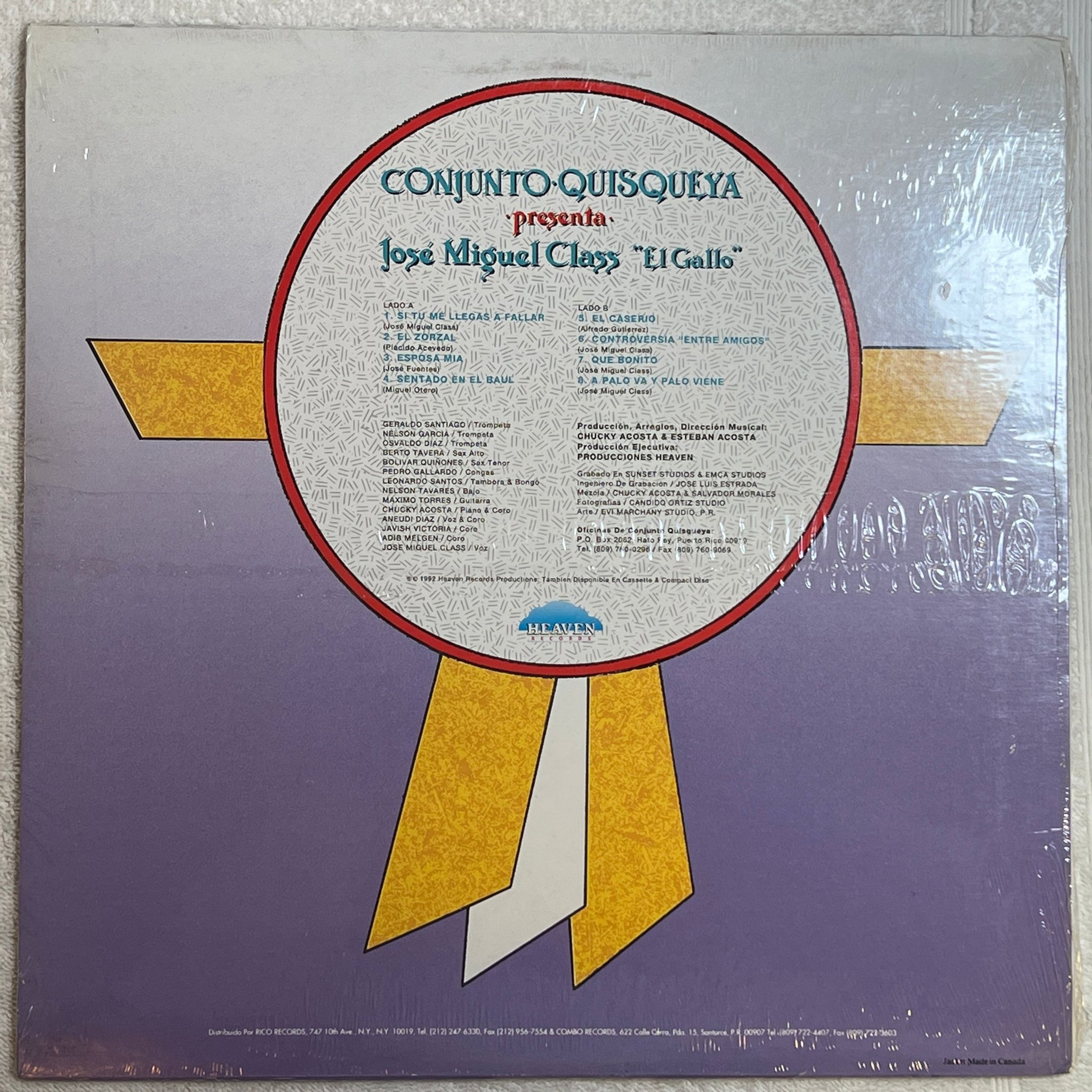 Omslagsbild för skivan JOSE MIGUEL CLASS & CONJUNTO QUISQUEYA LP -92 RICO HRLP-005 sealed