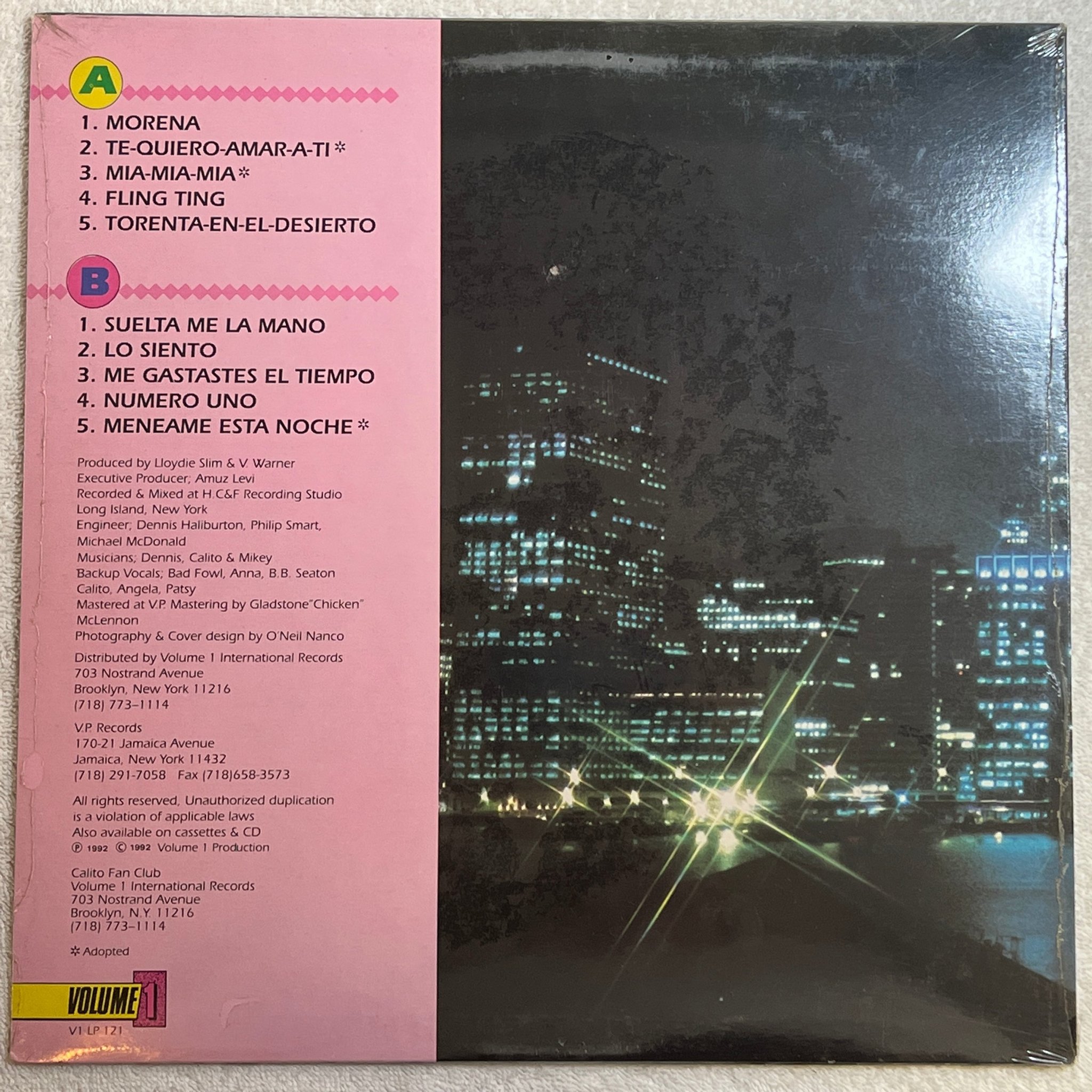 Omslagsbild för skivan CALITO City Lights LP -92 US COLUME 1 V1LP-121 sealed LATIN HIP HOP 