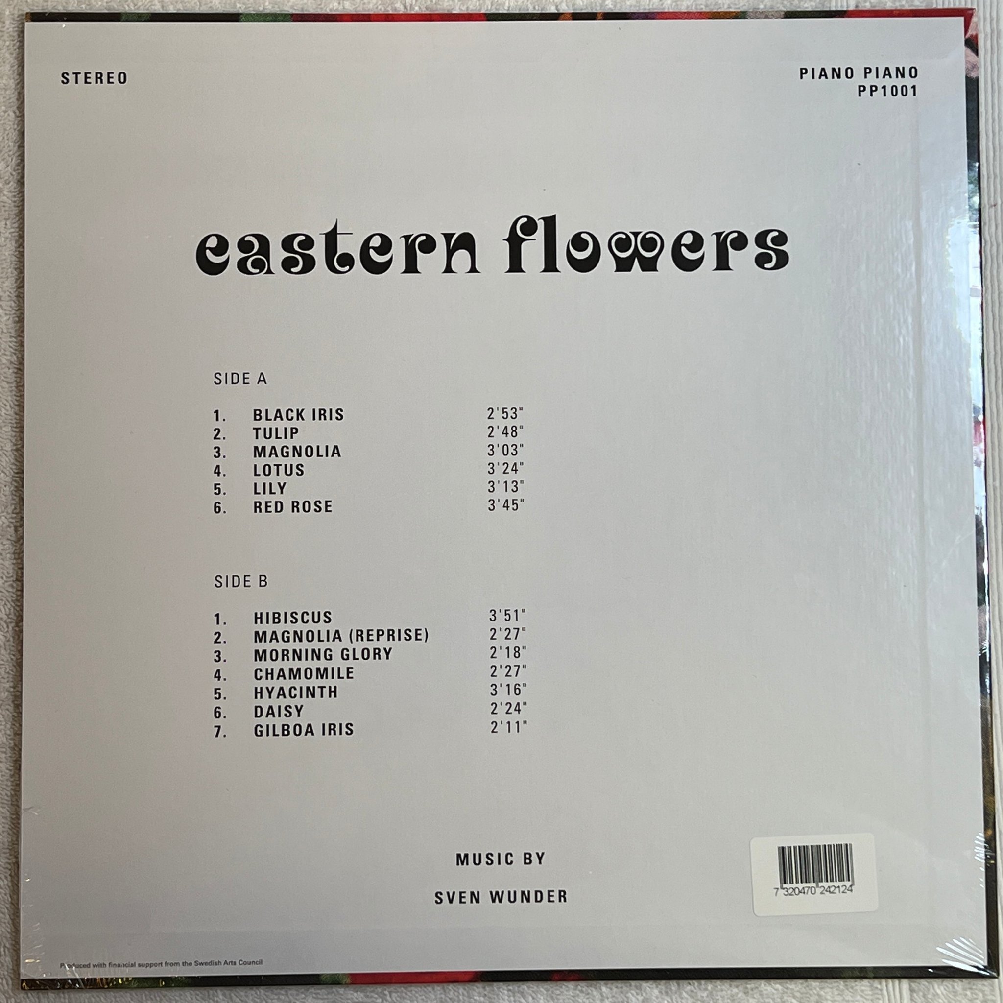 Omslagsbild för skivan SVEN WUNDER Eastern Flowers LP re Swe PIANO PIANO PP-1001 jazz-funk SEALED 