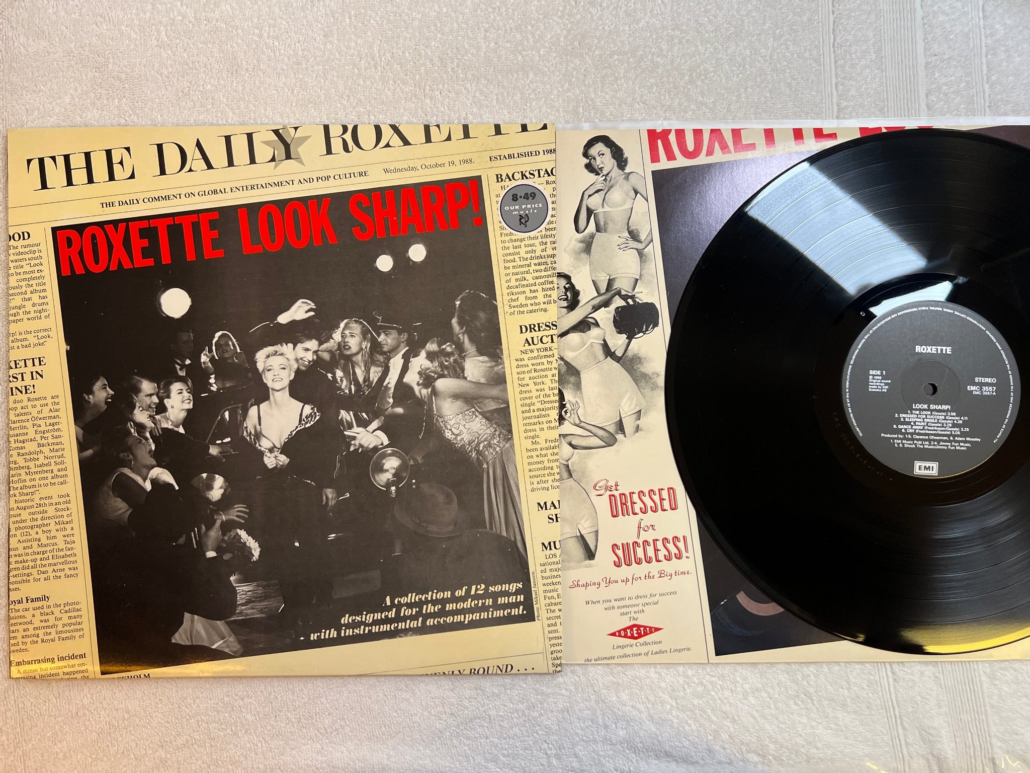 Omslagsbild för skivan ROXETTE look sharp! LP -88 UK EMI EMC 3557
