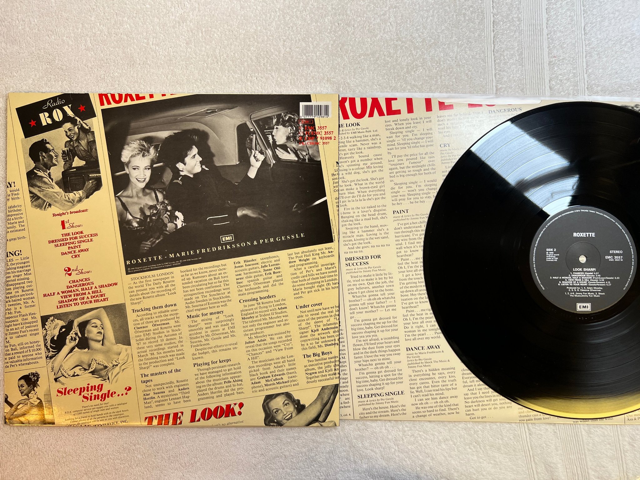 Omslagsbild för skivan ROXETTE look sharp! LP -88 UK EMI EMC 3557