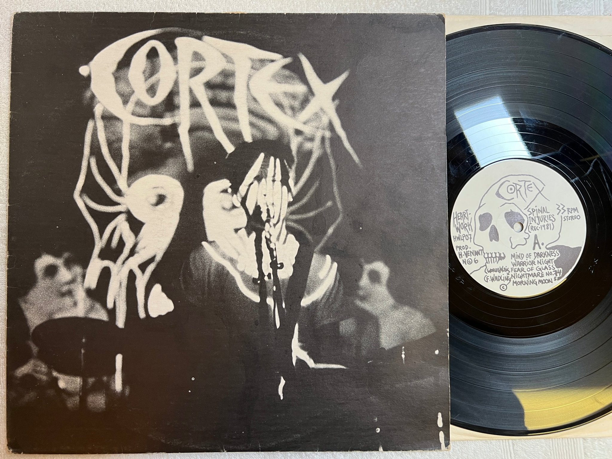 Omslagsbild för skivan CORTEX Spinal Injuries LP -83 Swe HEARTWORK HWLP07 *** RARE *** Freddie Wadling