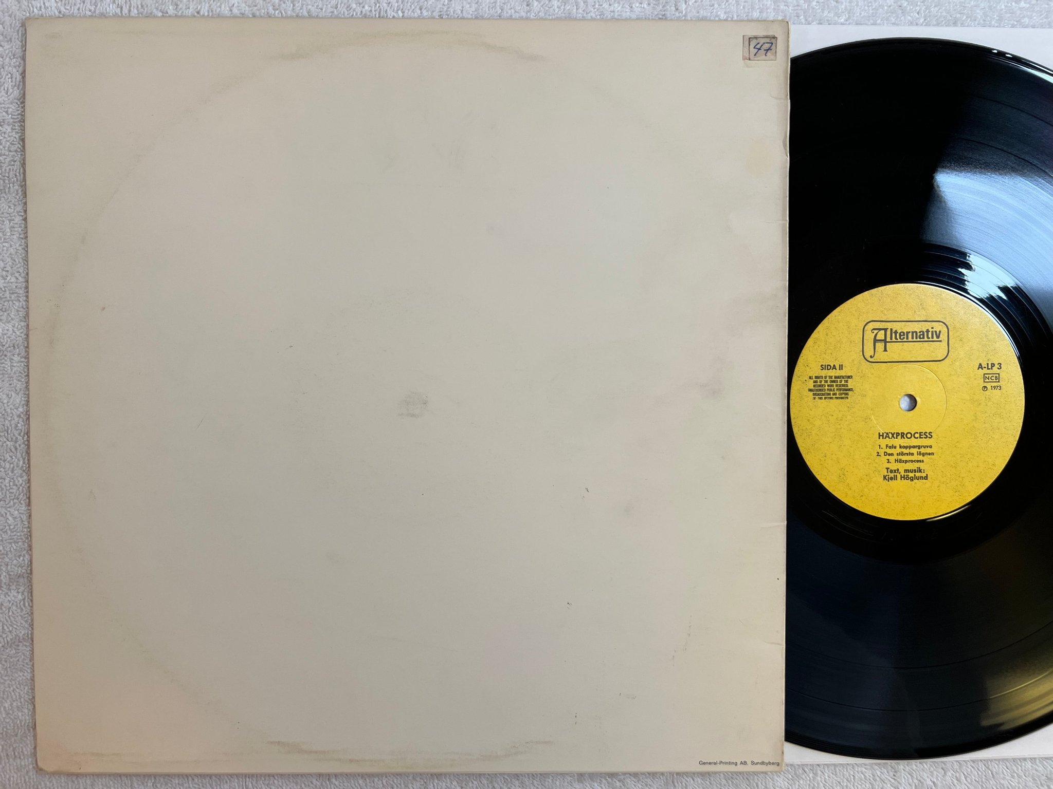 Omslagsbild för skivan KJELL HÖGLUND häxprocess LP -73 Swe ALTERNATIV LP-3 