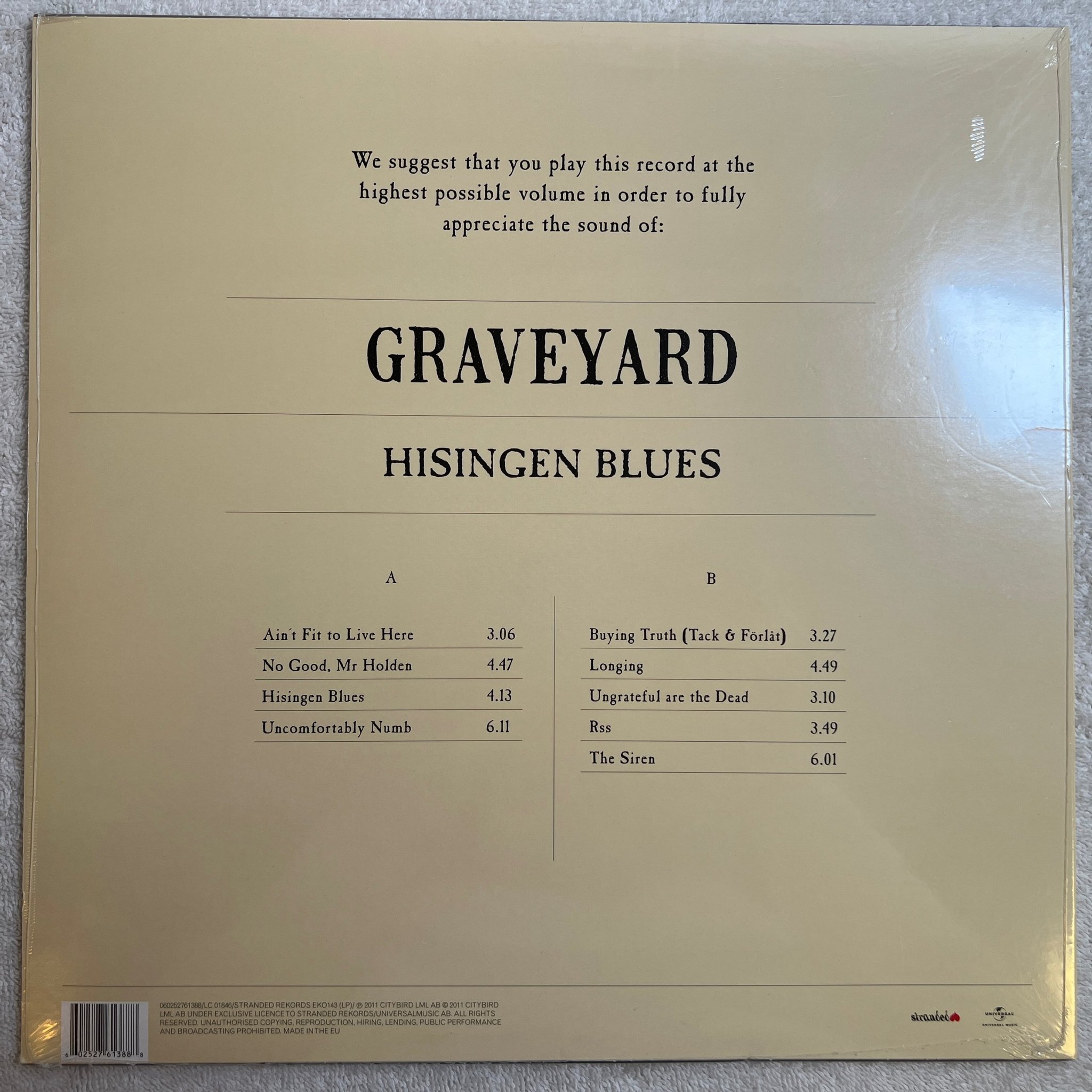 Omslagsbild för skivan GRAVEYARD Hisingen Blues LP 2011 STRANDED 060252761388 Still sealed **YEAH **