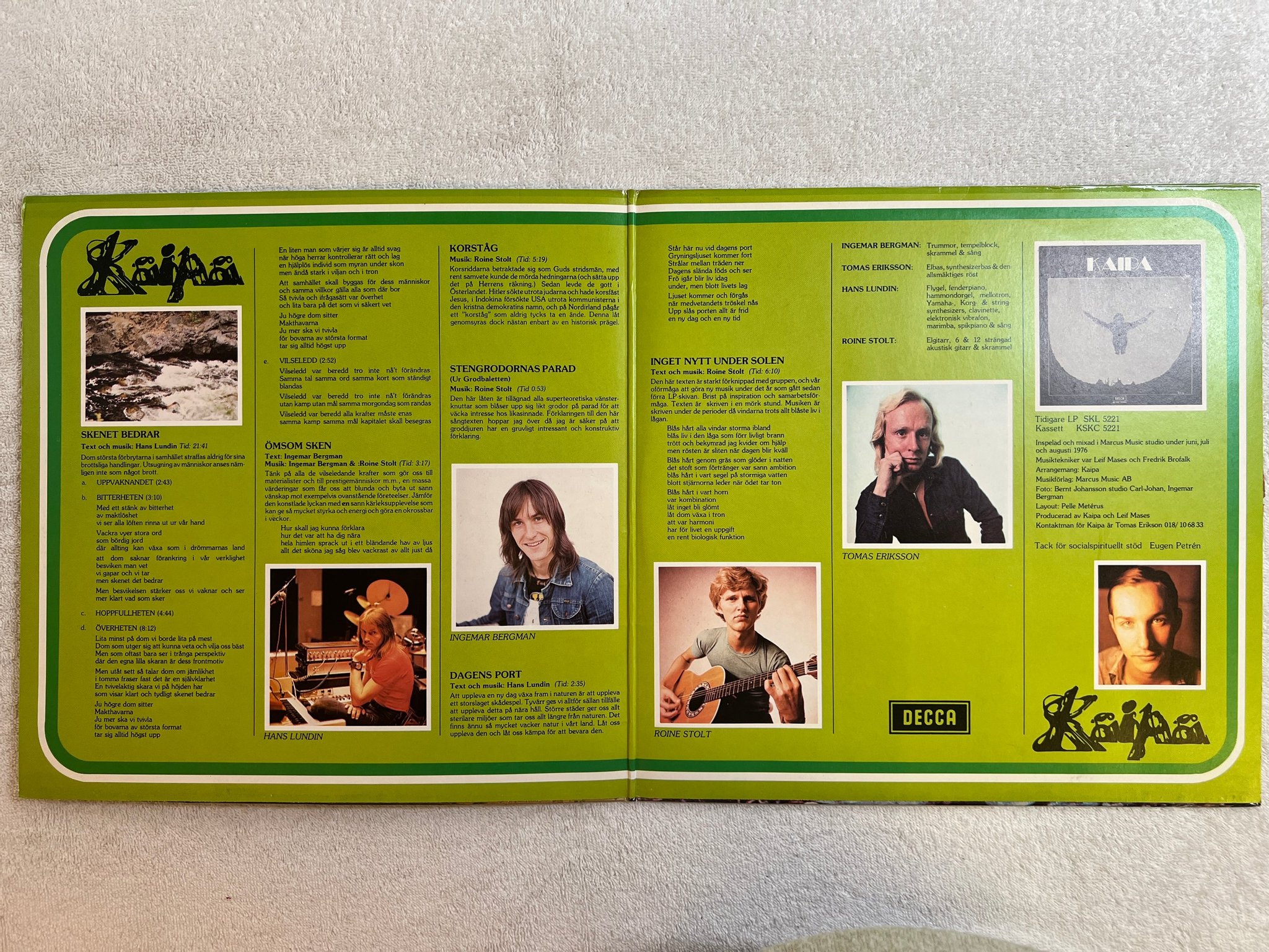 Omslagsbild för skivan KAIPA inget nytt under solen LP -76 ncb DECCA SKL 5260