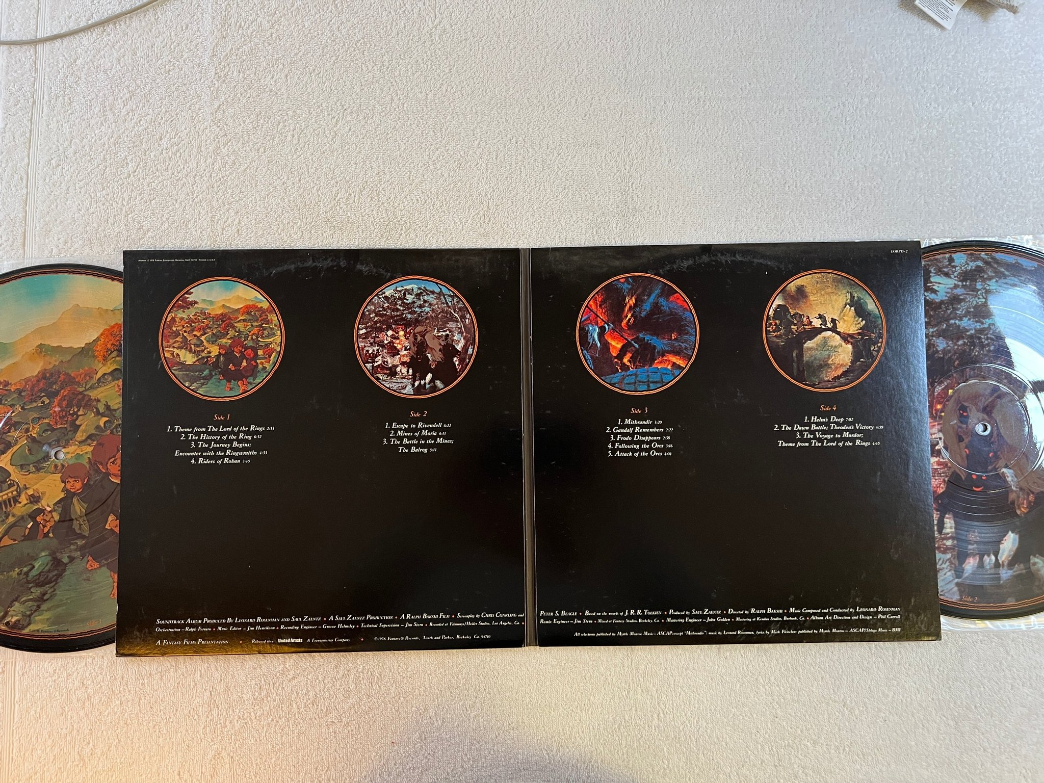 Omslagsbild för skivan L. ROSENMAN The Lord Of The Rings 2xLP -78 PICTURE DISC US FANTASY LORPD-2