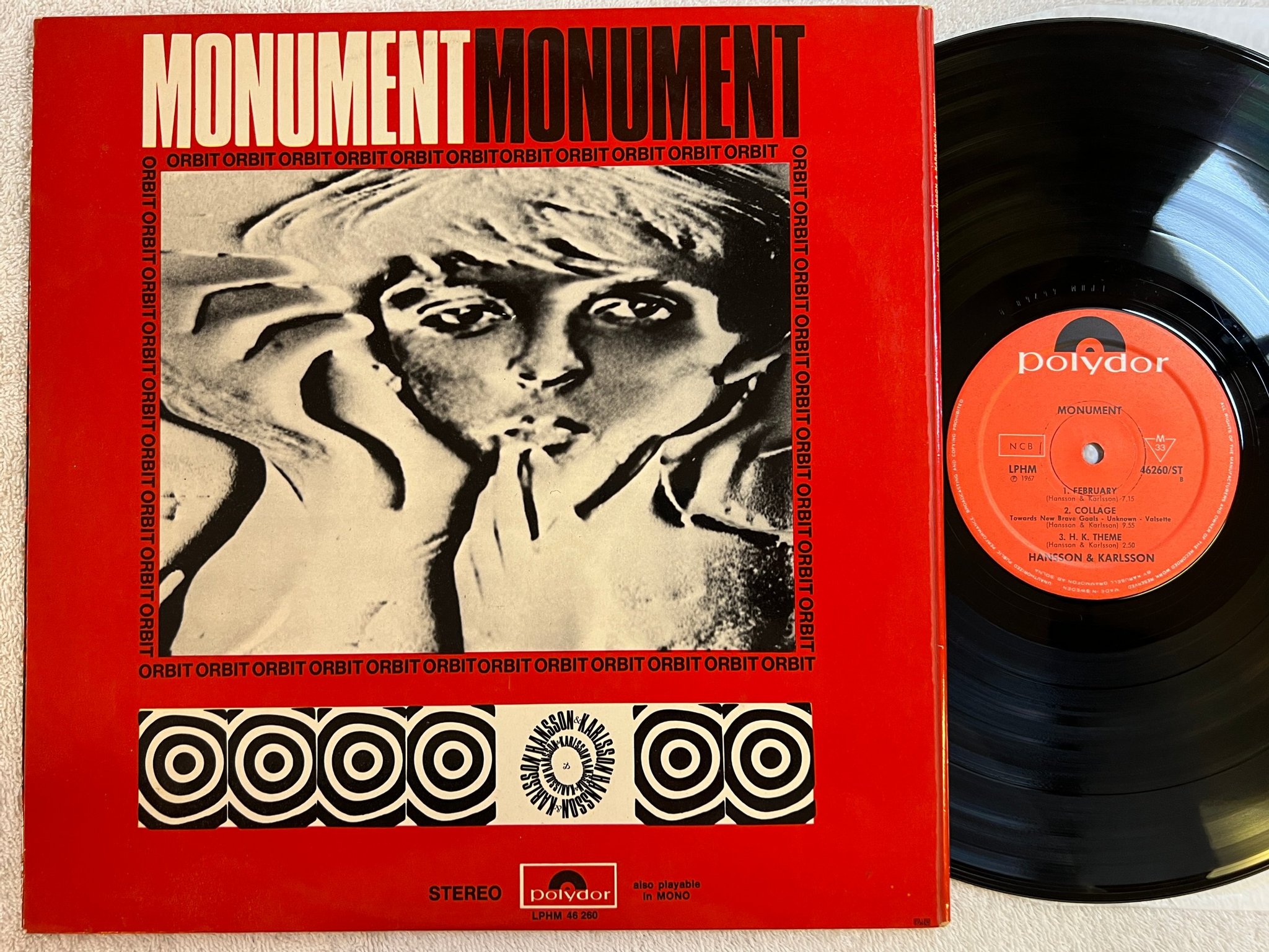 Omslagsbild för skivan HANSSON & KARLSSON monument LP -67 Swe POLYDOR LPHM 46260 ST psych blues