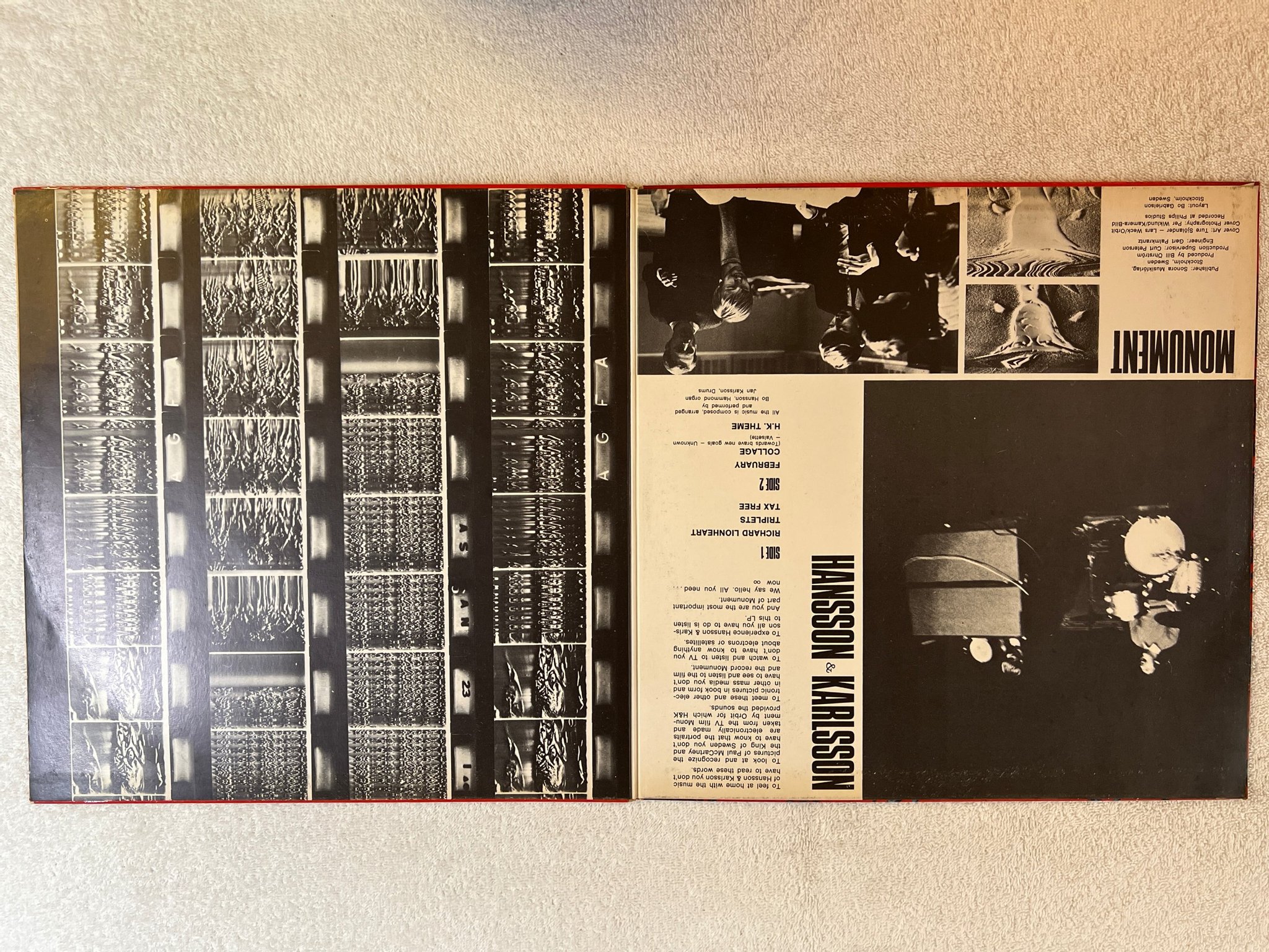 Omslagsbild för skivan HANSSON & KARLSSON monument LP -67 Swe POLYDOR LPHM 46260 ST psych blues