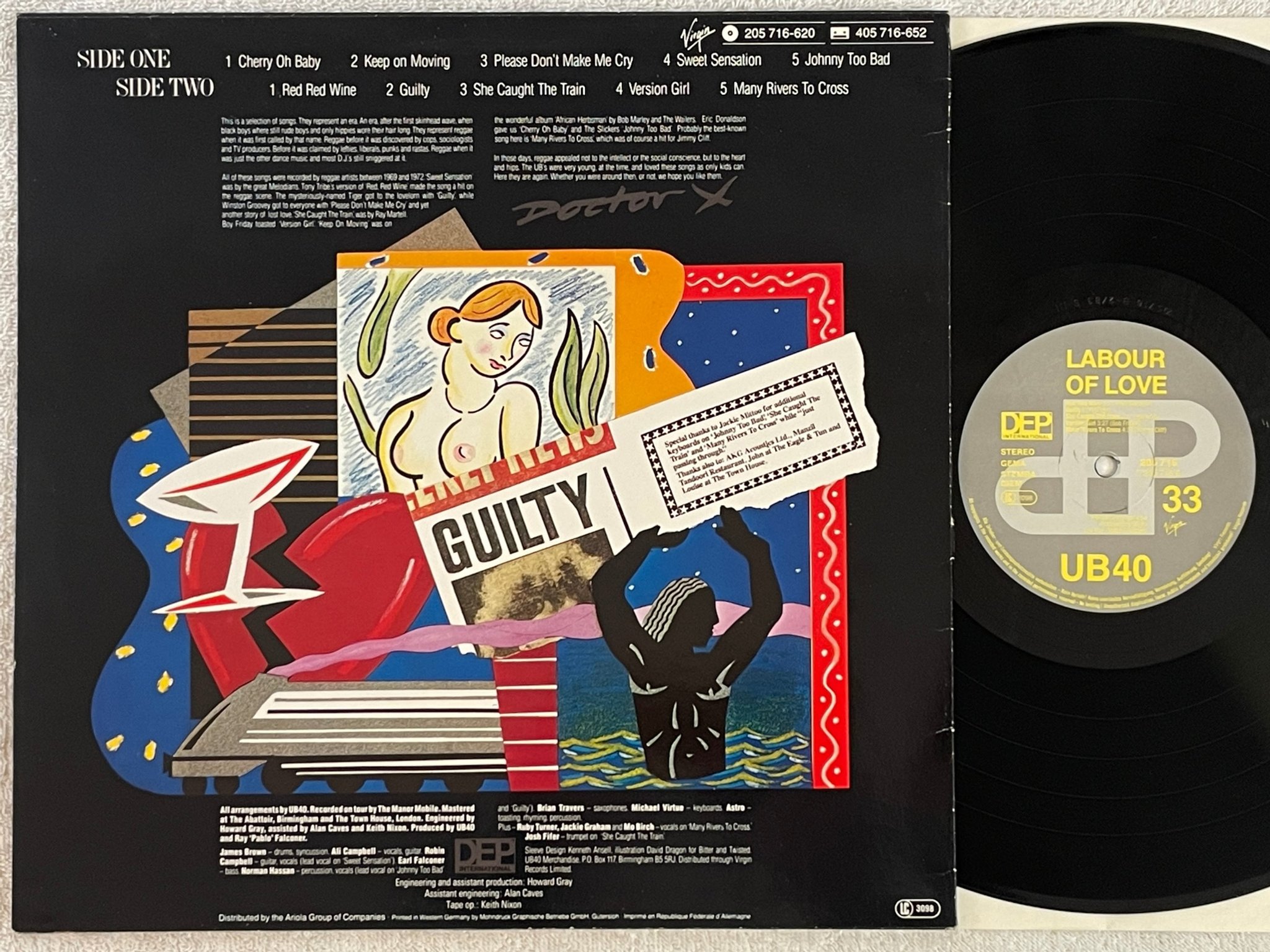 Omslagsbild för skivan UB 40 labour of love LP -83 Hol DEP 205716 "red red wine"