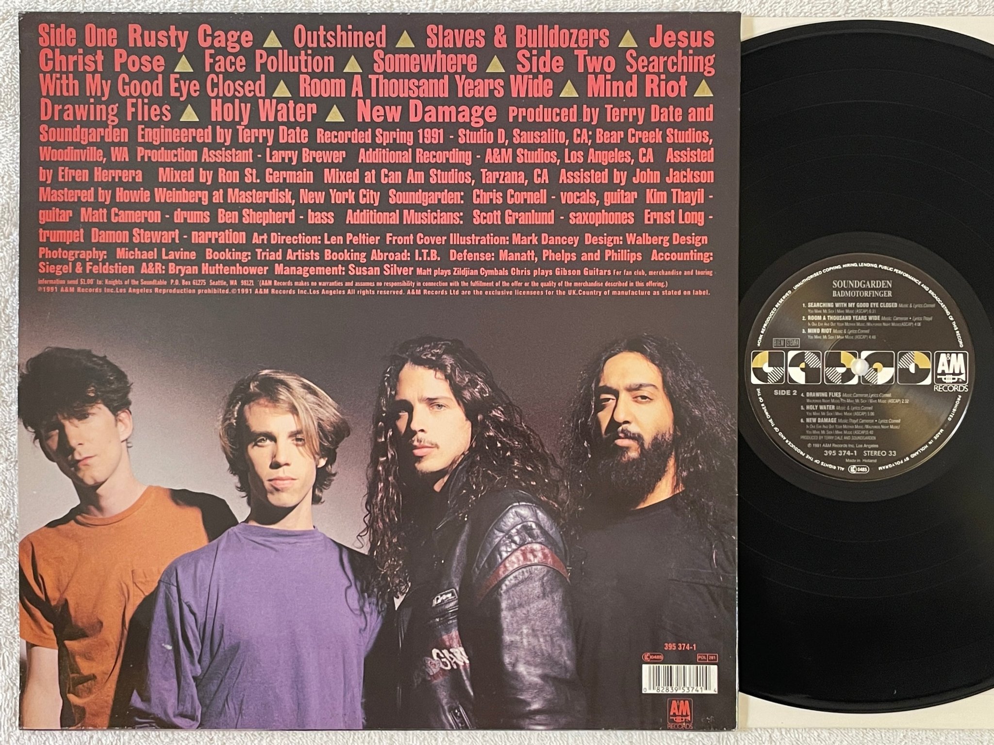 Omslagsbild för skivan SOUNDGARDEN Badmotorfinger LP -91 Europe A&M 395374-1 *** rare original ***