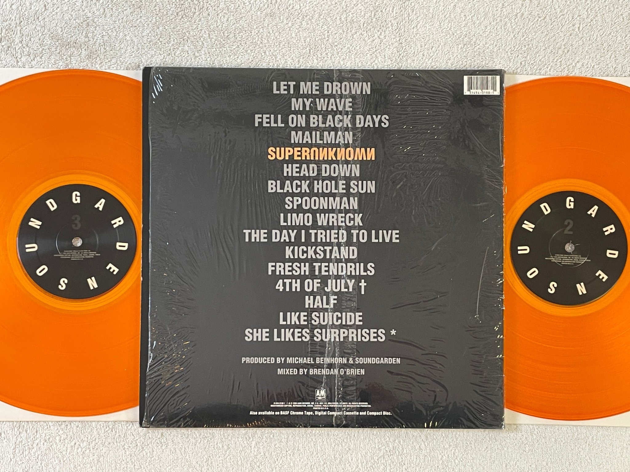 Omslagsbild för skivan SOUNDGARDEN Superunknown 2xLP -94 US A&M 3145401981 LTD orange vinyl ** rare **