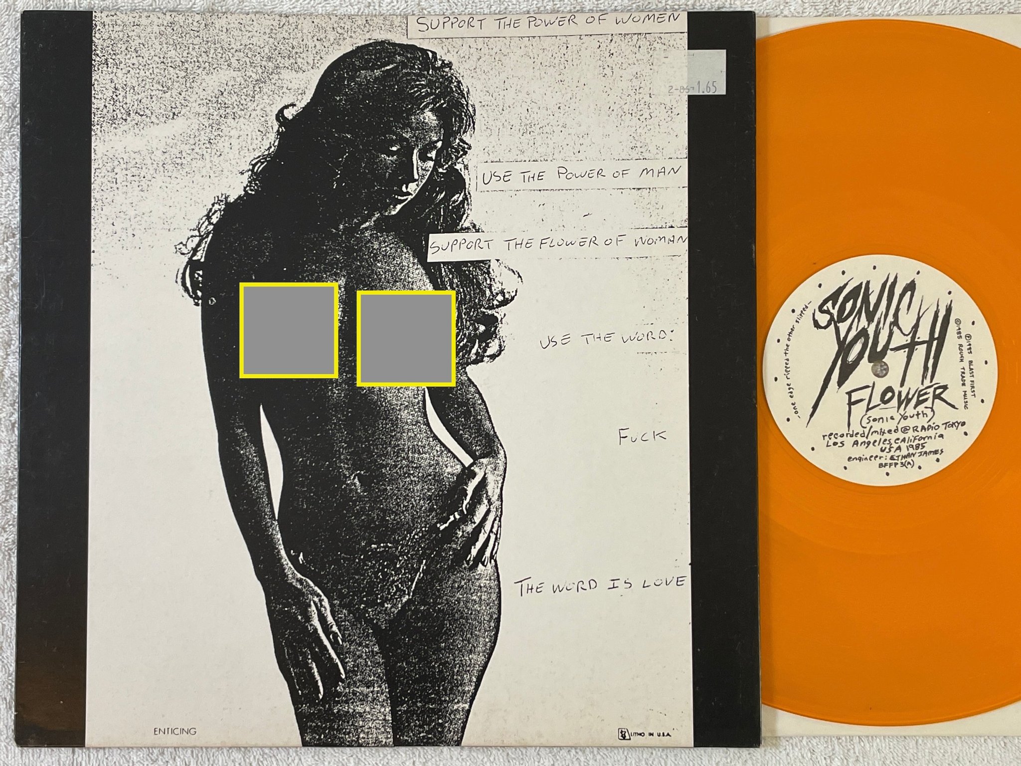 Omslagsbild för skivan SONIC YOUTH Flower  12"single -86 UK BLAST FIRST BFFP-3 orange vinyl