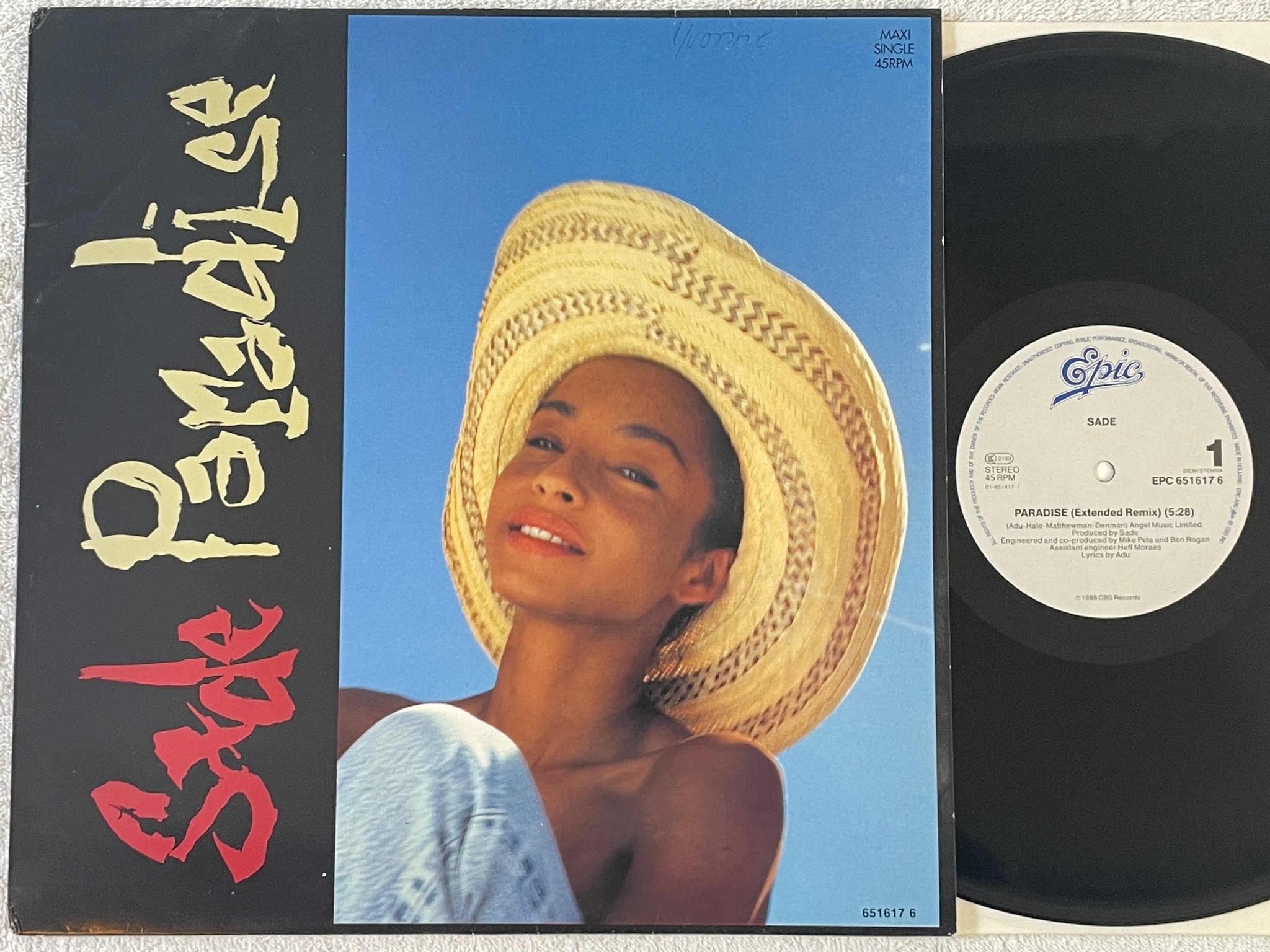 Omslagsbild för skivan SADE paradise 12"single -88 Hol EPIC EPC 6516176
