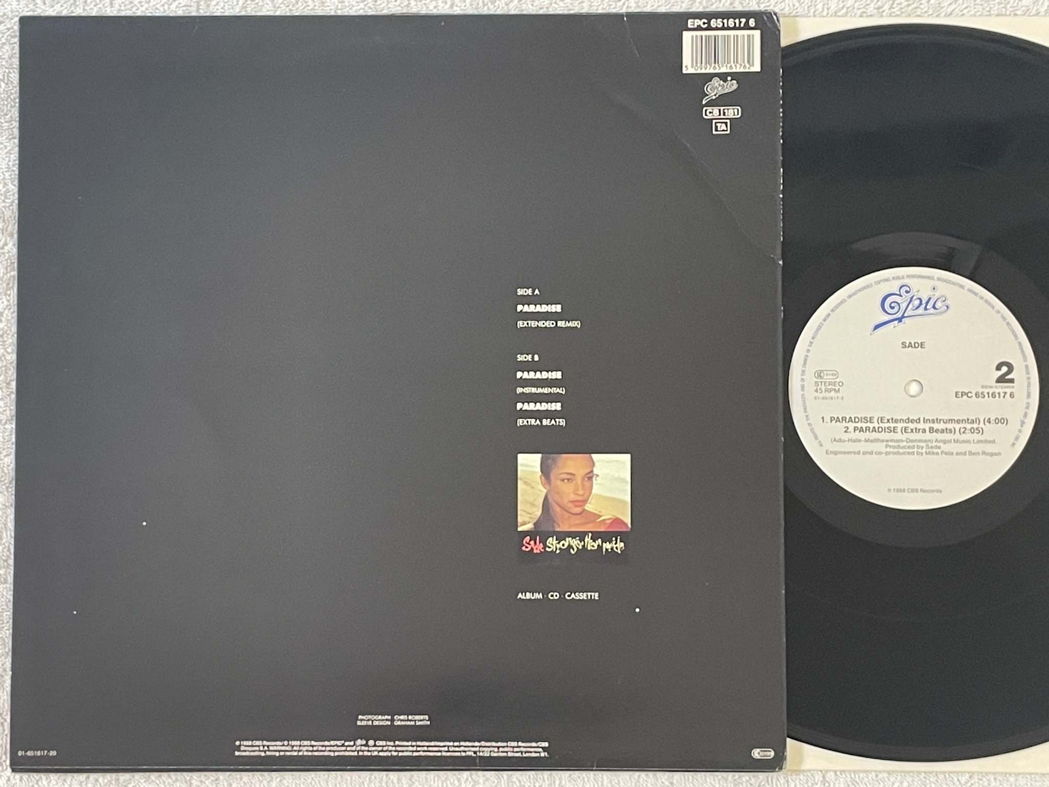 Omslagsbild för skivan SADE paradise 12"single -88 Hol EPIC EPC 6516176