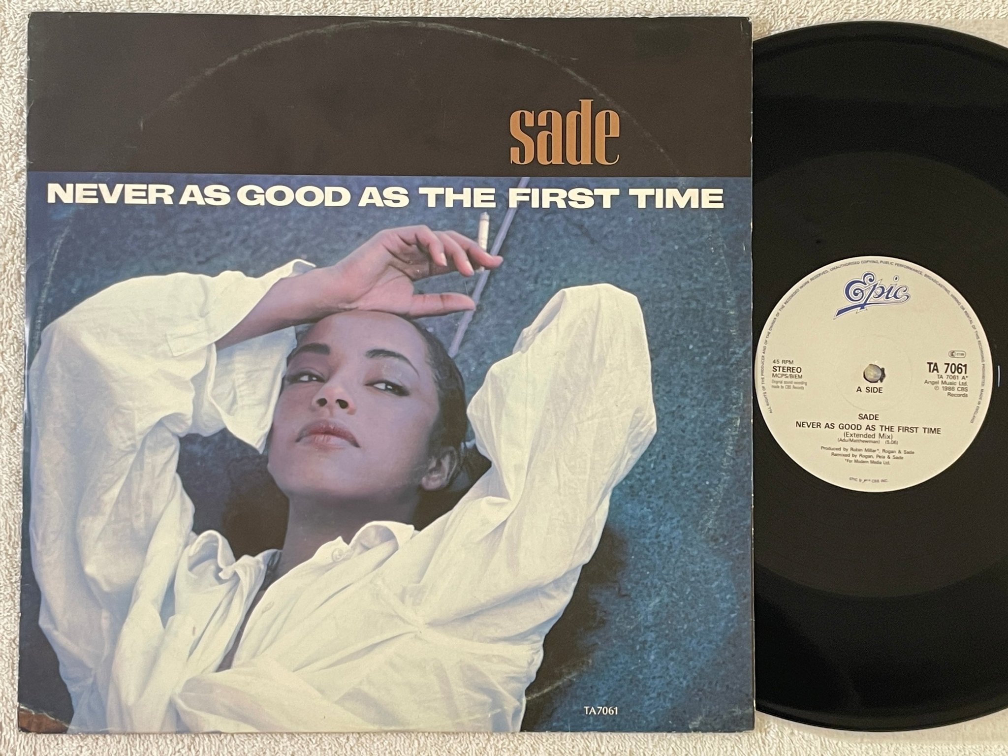 Omslagsbild för skivan SADE never as good as the first time 12"single -86 UK EPIC TA 7061