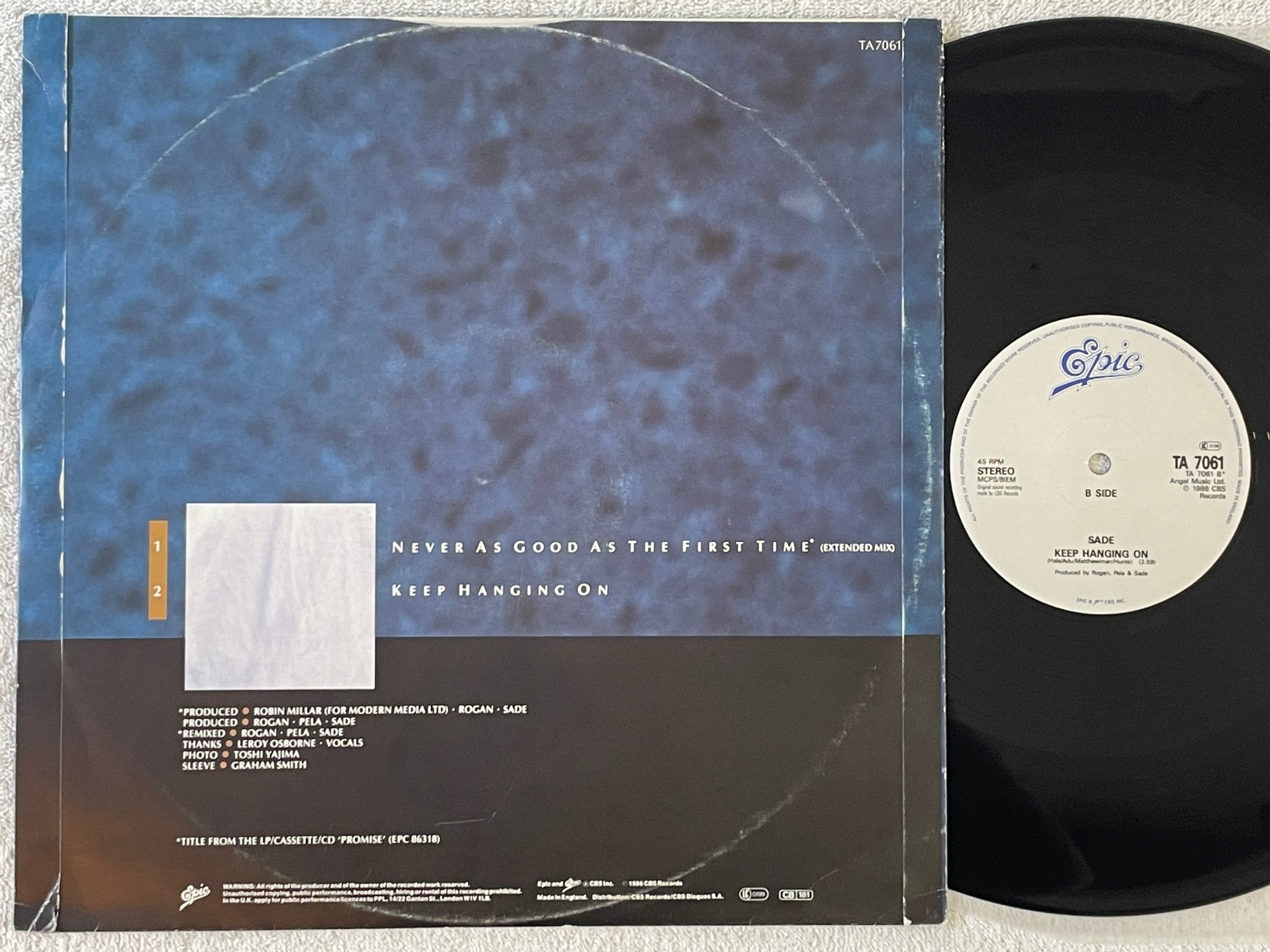 Omslagsbild för skivan SADE never as good as the first time 12"single -86 UK EPIC TA 7061