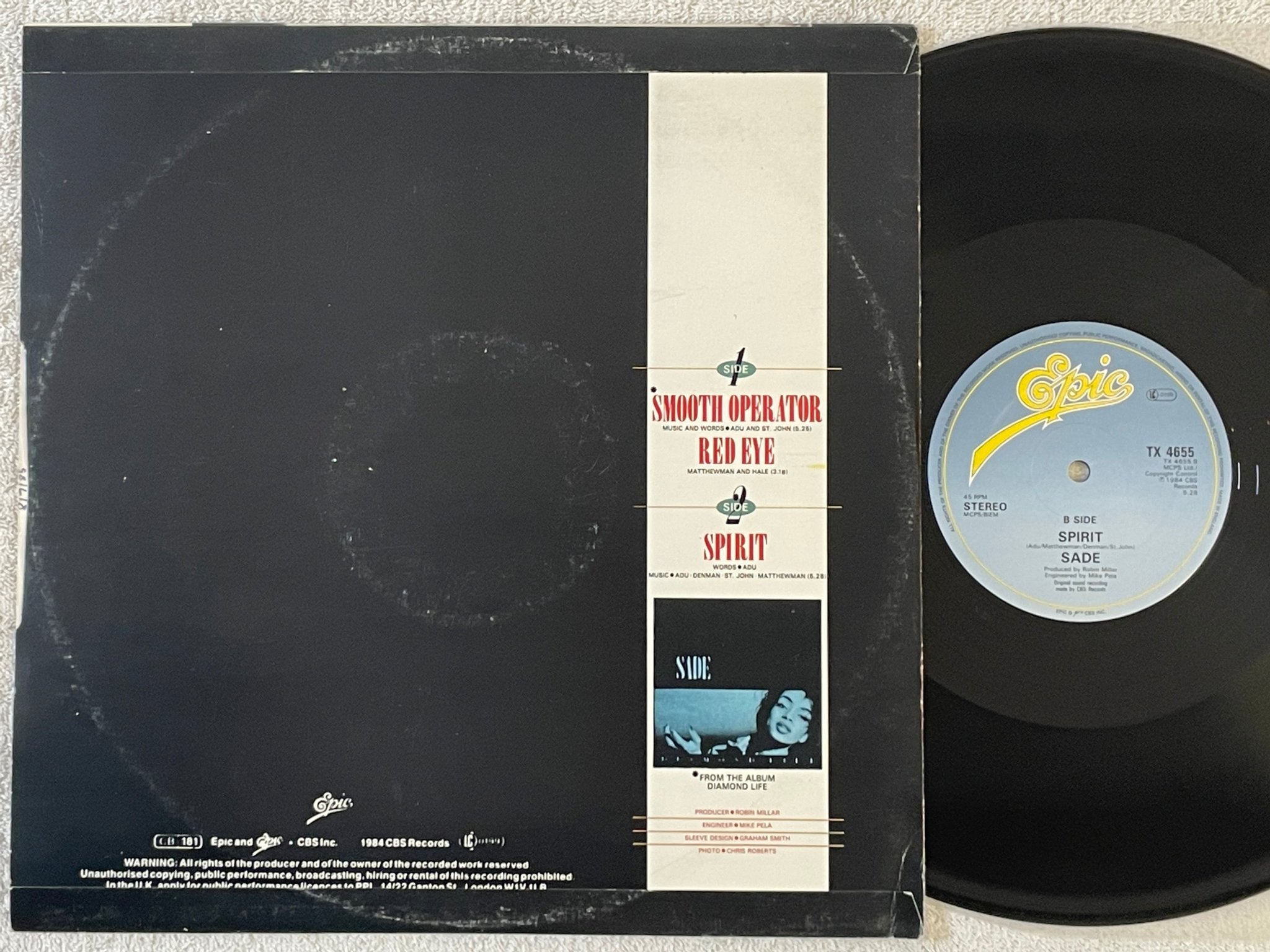 Omslagsbild för skivan SADE smooth operator 12"single -84 UK EPIC TX 4655
