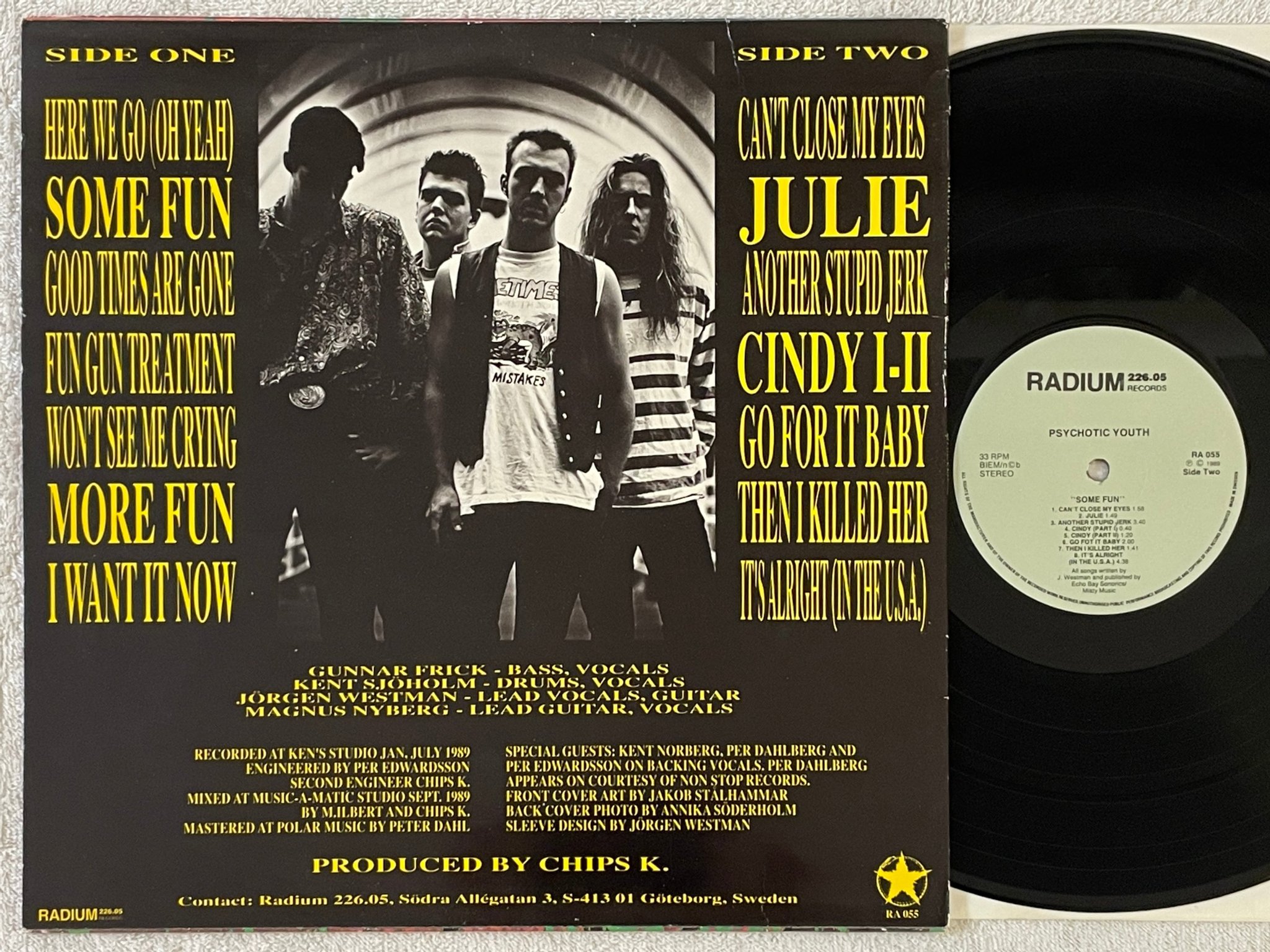 Omslagsbild för skivan PSYCHOTIC YOUTH some fun LP -89 Swe RADIUM 226.05 RA 055 punk