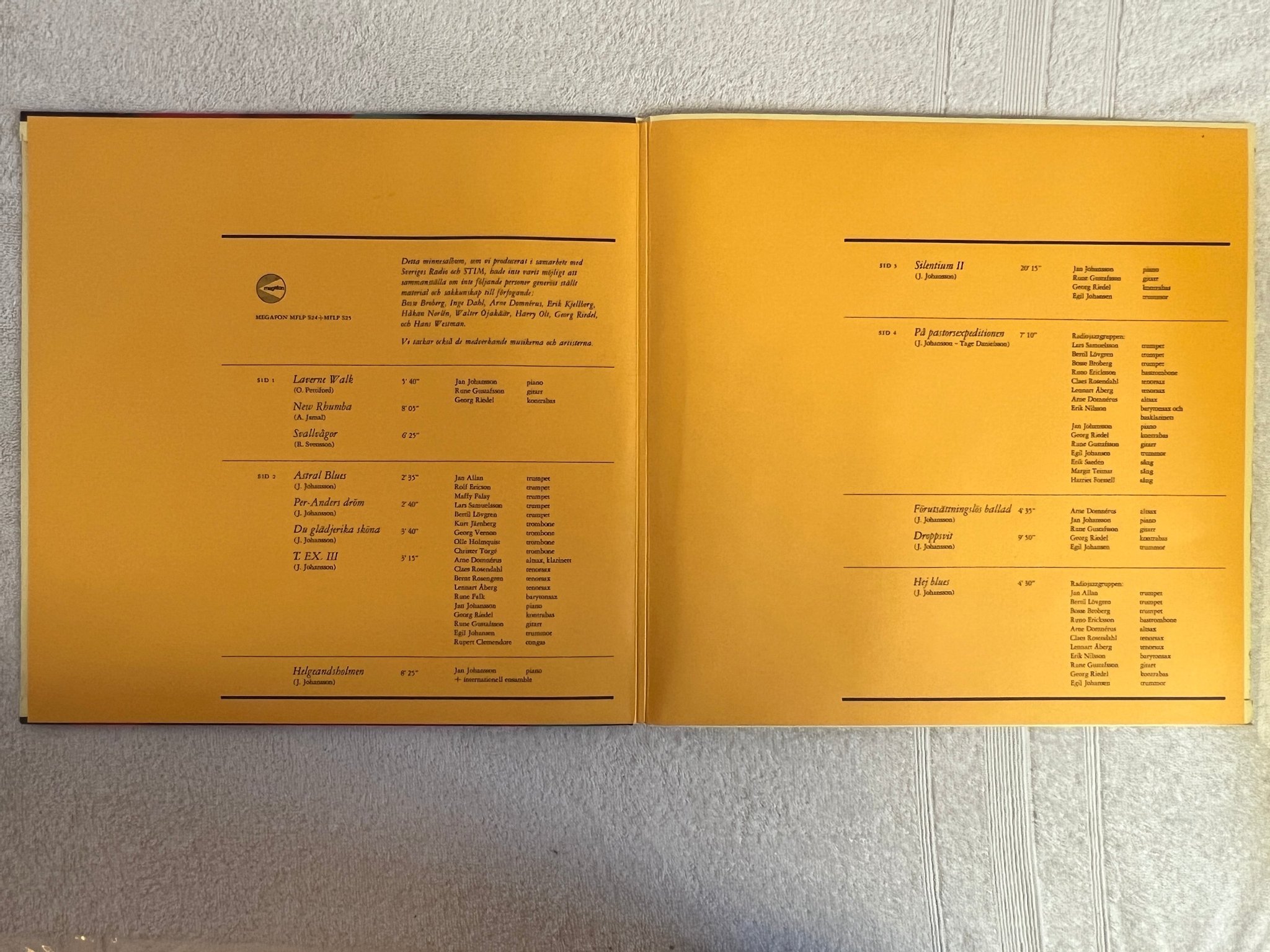 Omslagsbild för skivan JAN JOHANSSON M 2xLP -78 Swe MEGAFON MFLP S24