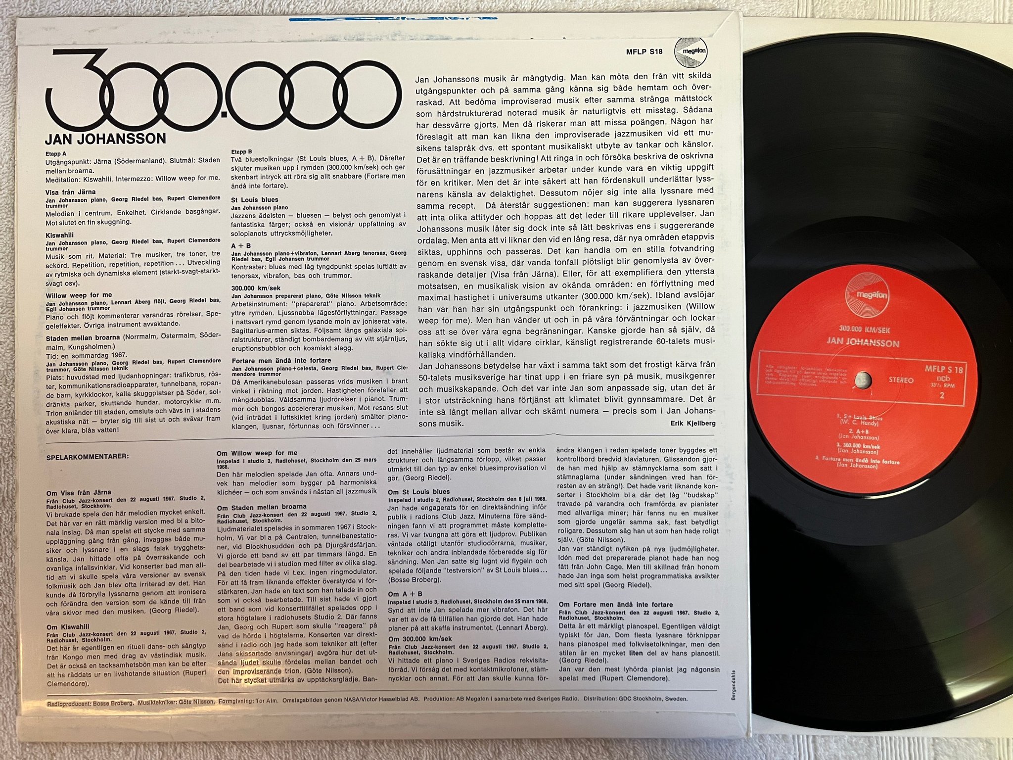 Omslagsbild för skivan JAN JOHANSSON 300.000 LP -72 Swe MEGAFON MFLP S18