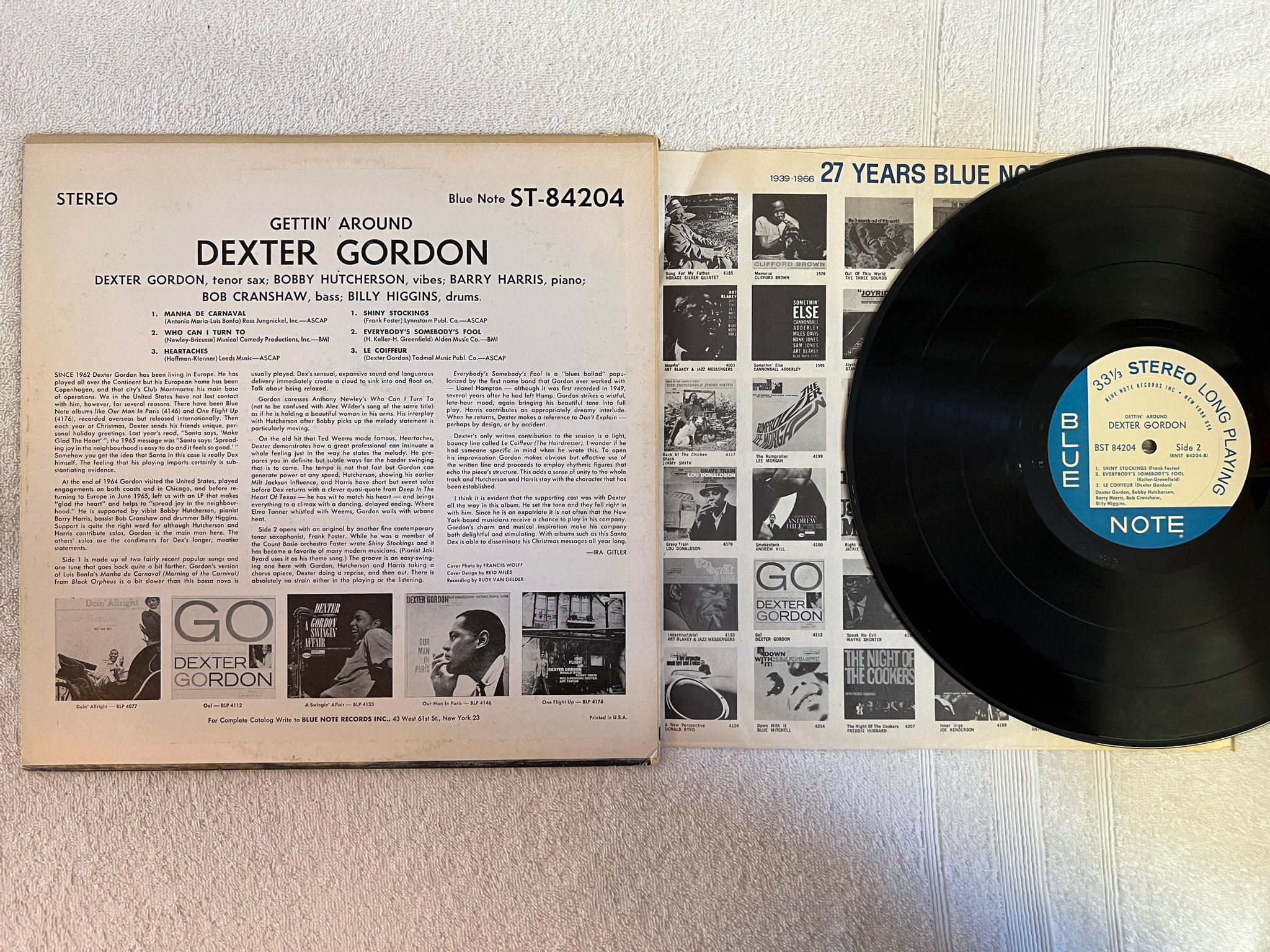 Omslagsbild för skivan DEXTER GORDON gettin' around LP -66 US BLUE NOTE BST 84204 original