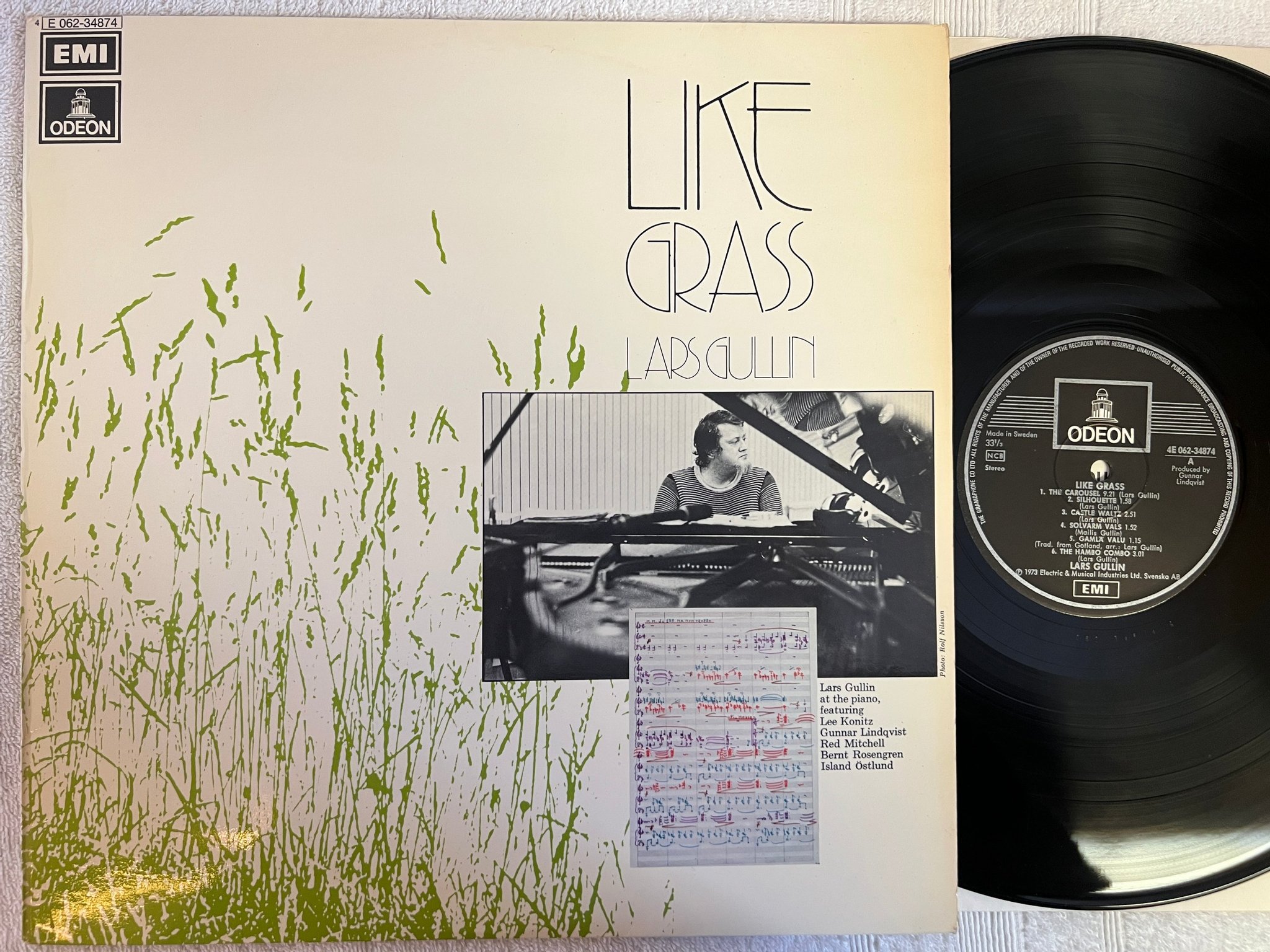 Omslagsbild för skivan LARS GULLIN like grass LP -73 Swe ODEON 4E 062-34874