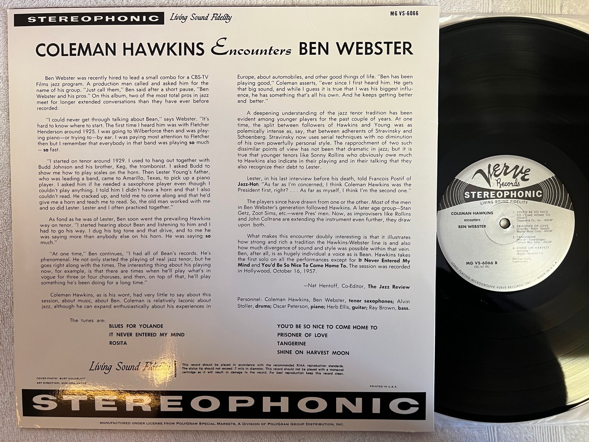 Omslagsbild för skivan COLEMAN HAWKINS encounters BEN WEBSTER LP -95 US CLASSIC RECORDS MG VS-6066