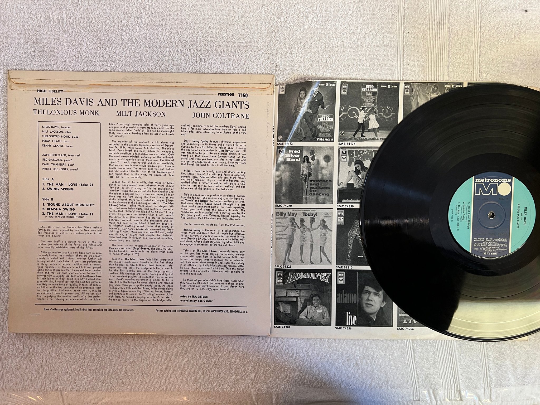 Omslagsbild för skivan MILES DAVIS & Modern jazz Giants LP Den METRONOME PRESTIGE 7150