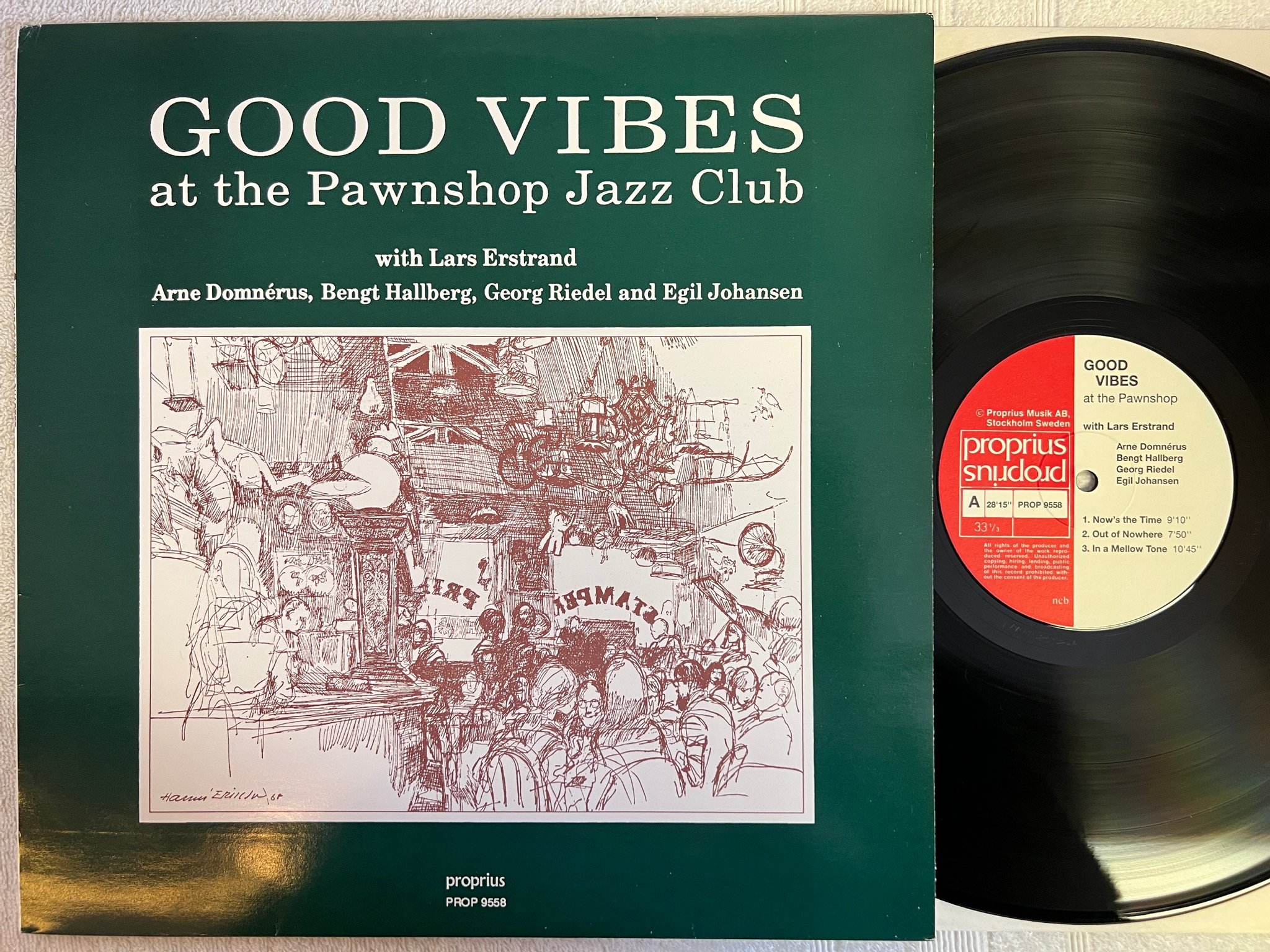 Omslagsbild för skivan ARNE DOMNERUS good vibes at the pawnshop  LP -91 Swe PROPRIUS PROP 9558
