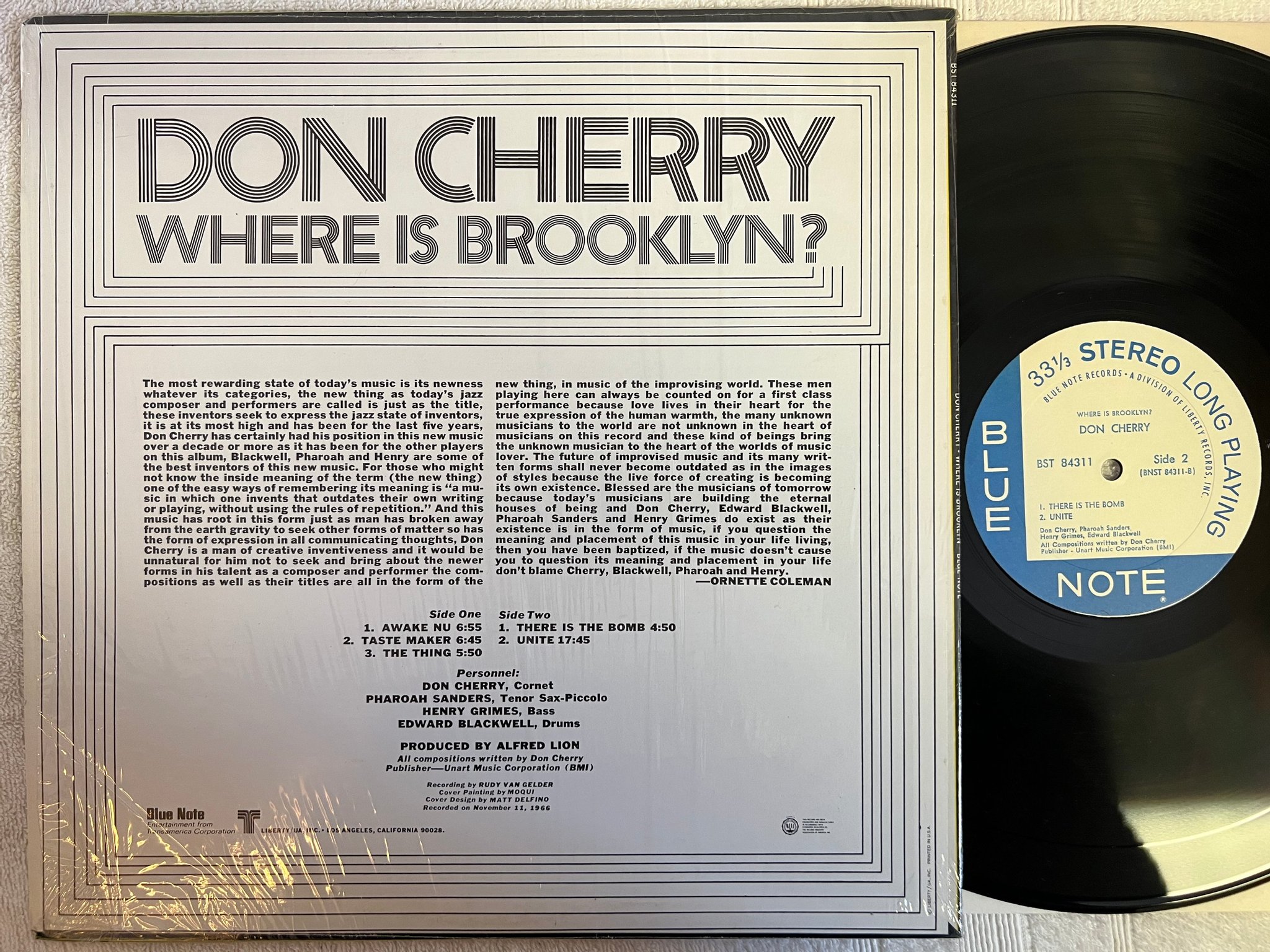 Omslagsbild för skivan DON CHERRY where is Brooklyn LP -69 US BLUE NOTE BST 84311