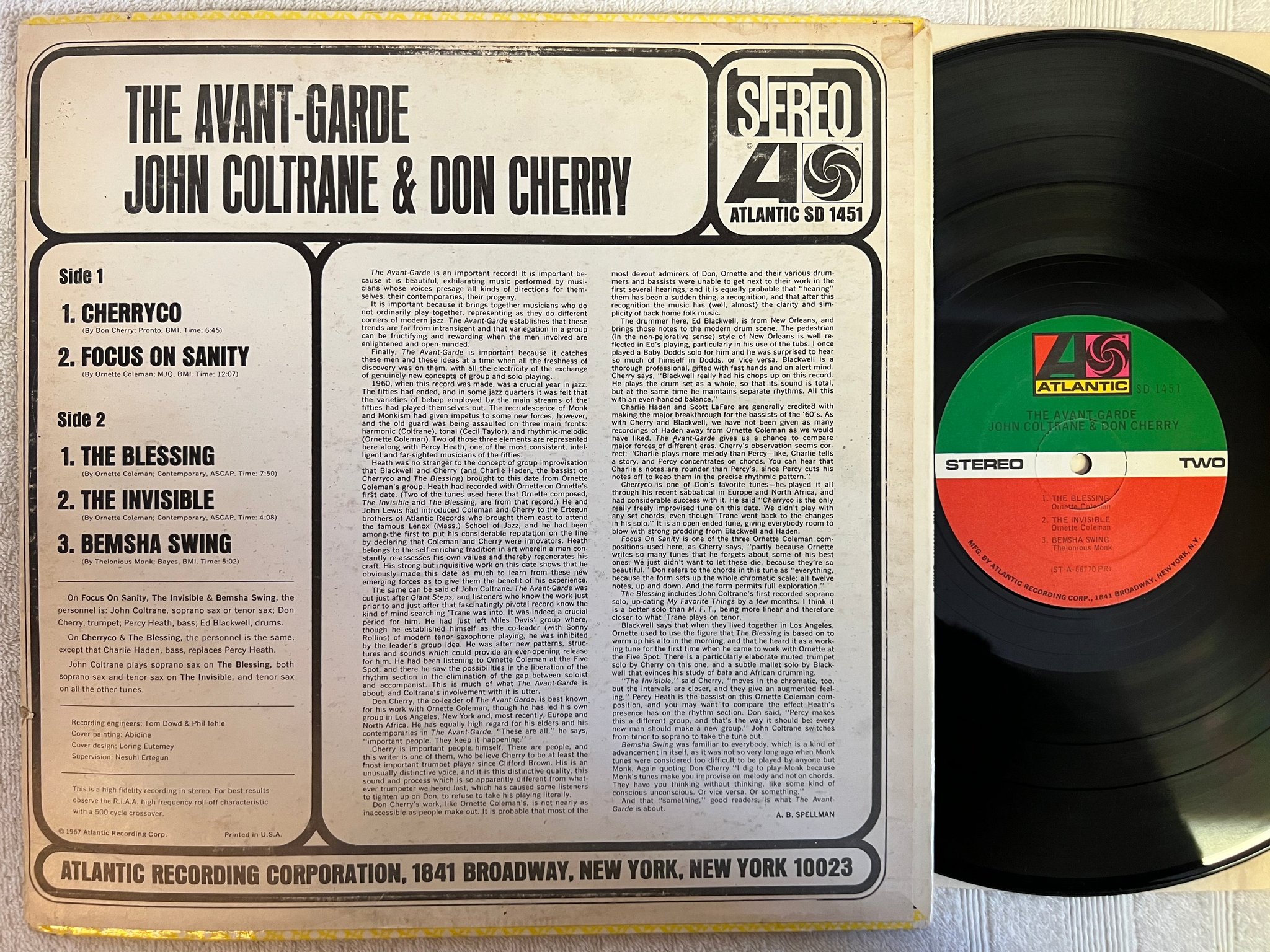 Omslagsbild för skivan JOHN COLTRANE & DON CHERRY the avant garde LP -76 US ATLANTIC SD 1451