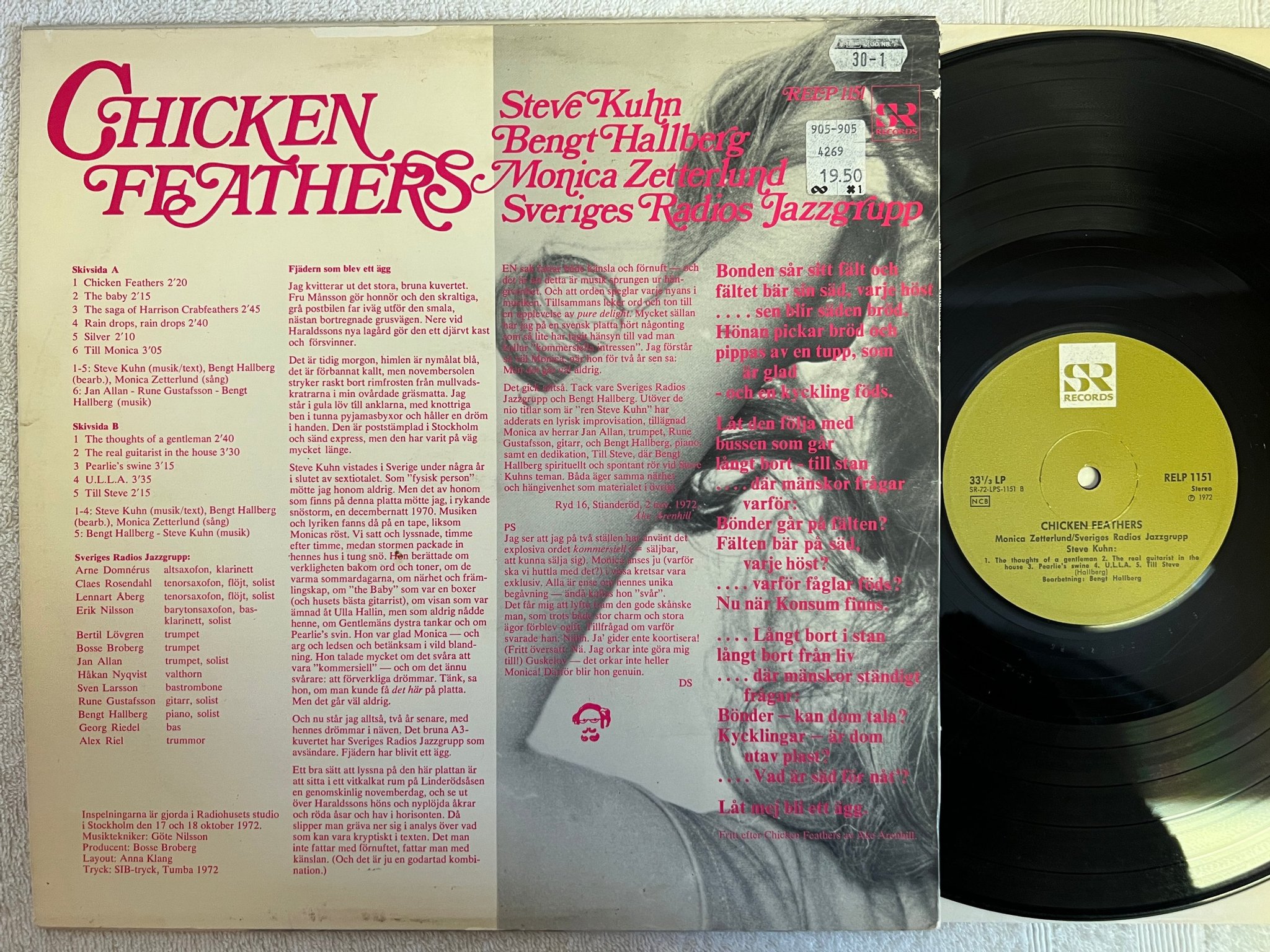 Omslagsbild för skivan MONICA ZETTERLUND chicken feathers LP -72 Swe SR RELP 1151