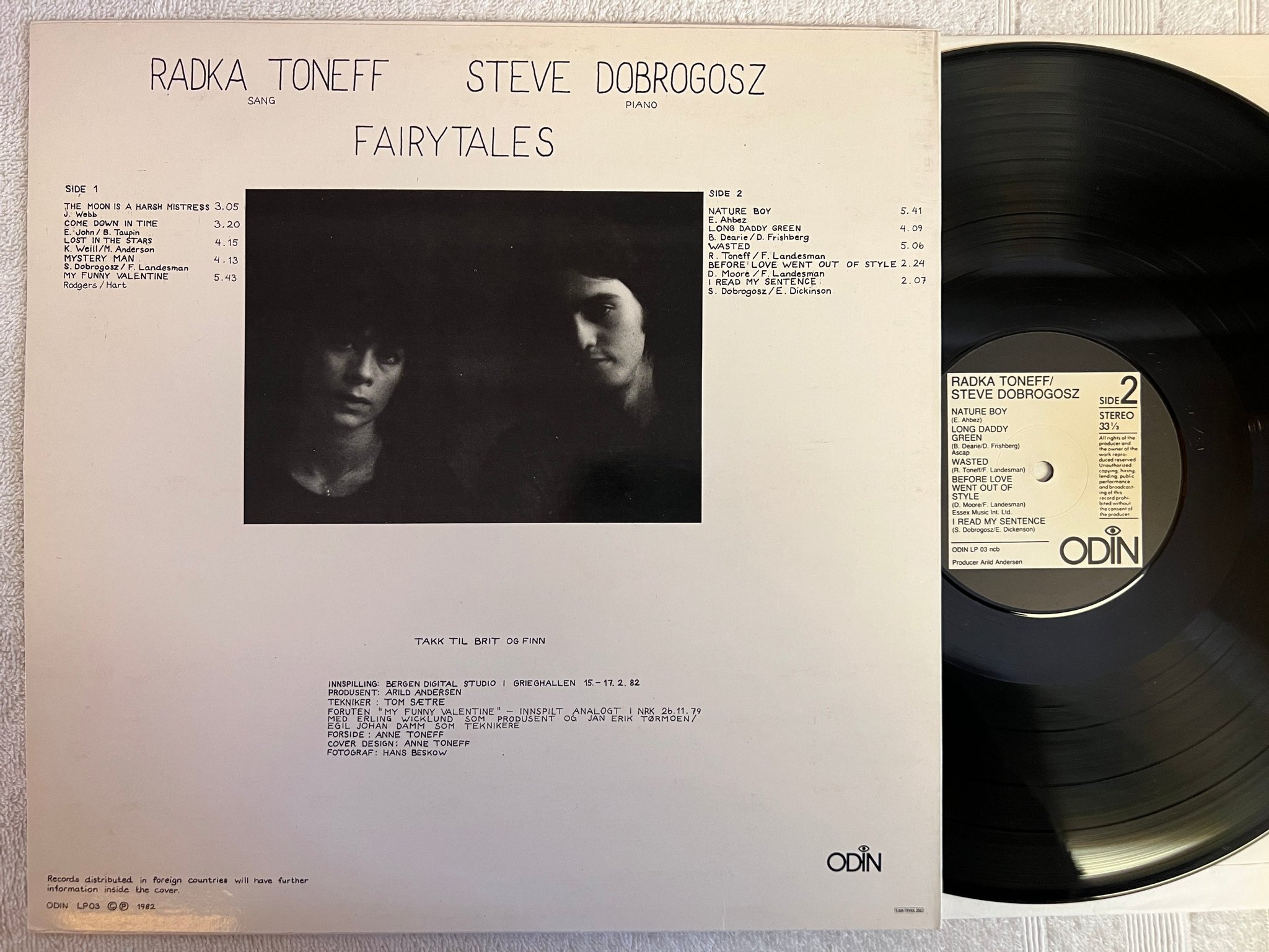 Omslagsbild för skivan RADKA TONEFF / STEVE DOBROGOSZ fairytales LP -82 Norway ODIN LP 03 audiophile 
