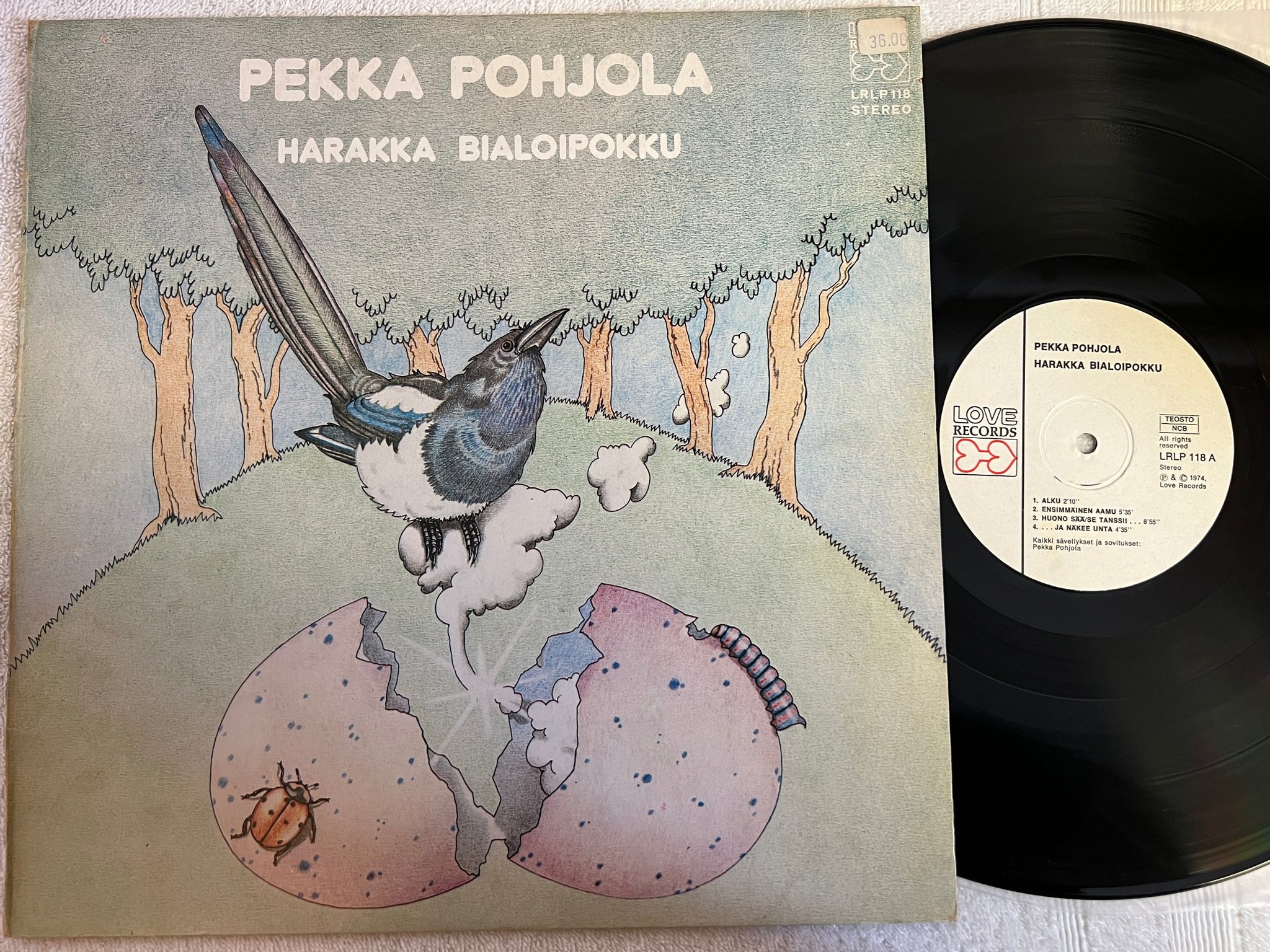 Omslagsbild för skivan PEKKA POHJOLA Harakka Bialoipokku LP -74 Fin LOVE LRLP 118 ** superb **