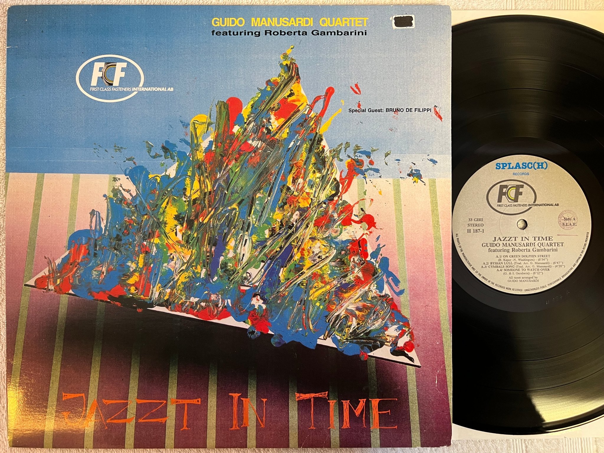 Omslagsbild för skivan GUIDO MANUSARDI QUARTET jazzt in time LP -89 Ita SPLASC(H) H 187-1