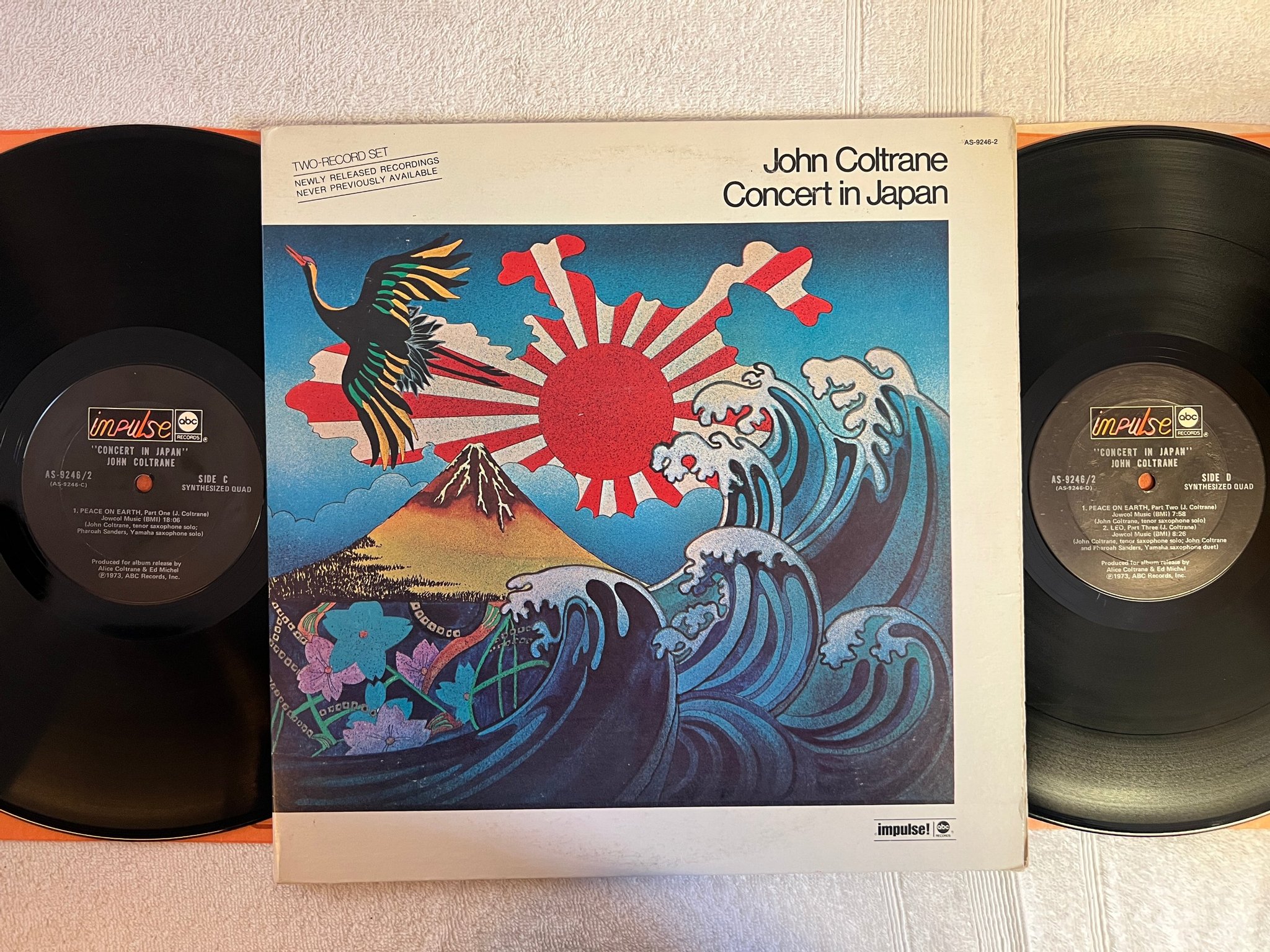 Omslagsbild för skivan JOHN COLTRANE concert in Japan 2xLP -73 US ABC / IMPULSE AS 9246  synthesized qu