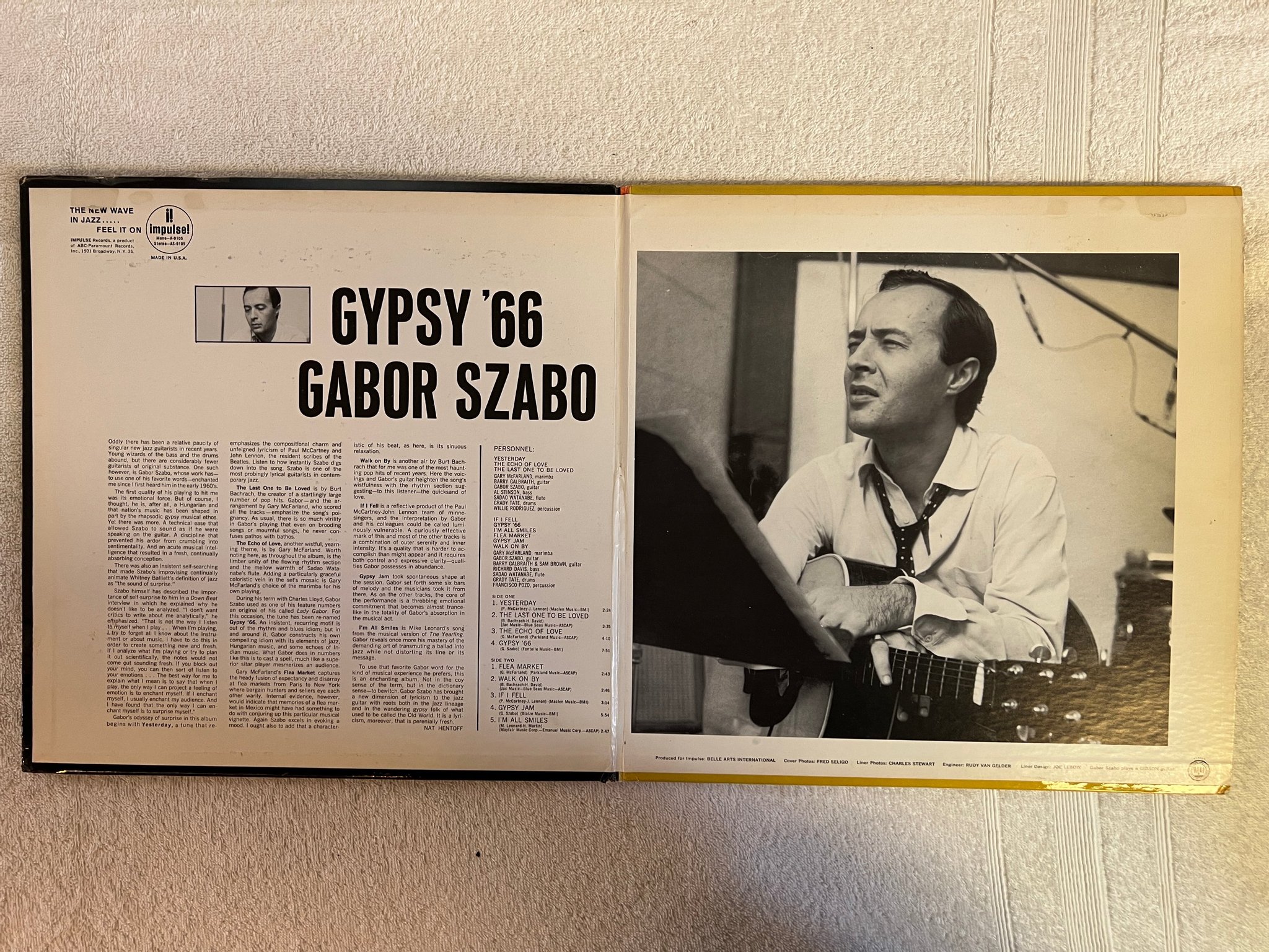 Omslagsbild för skivan GABOR SZABO gypsy '66 LP -66 US IMPULSE A-9105 MONO