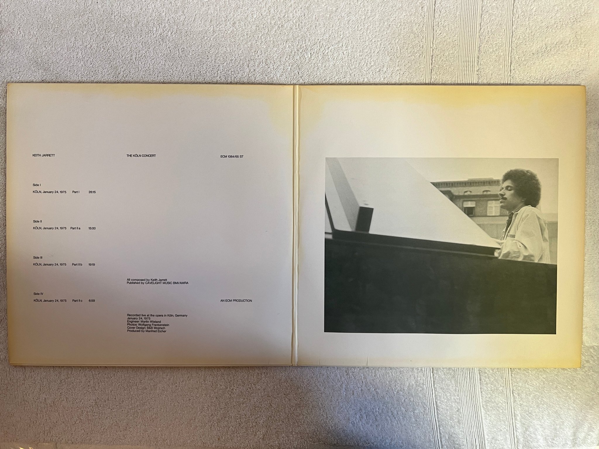 Omslagsbild för skivan KEITH JARRETT the Köln Concert 2xLP Ger ECM 1064/65 ST 