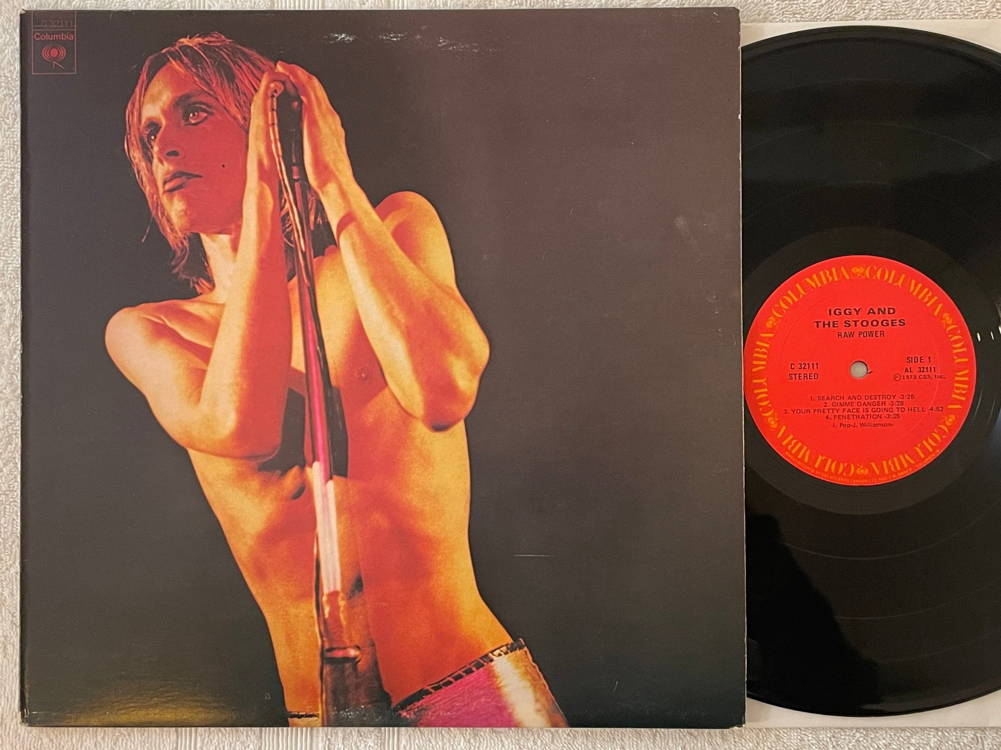 Omslagsbild för skivan IGGY AND THE STOOGES raw power LP -73 Can COLUMBIA C 32111  ** classic **